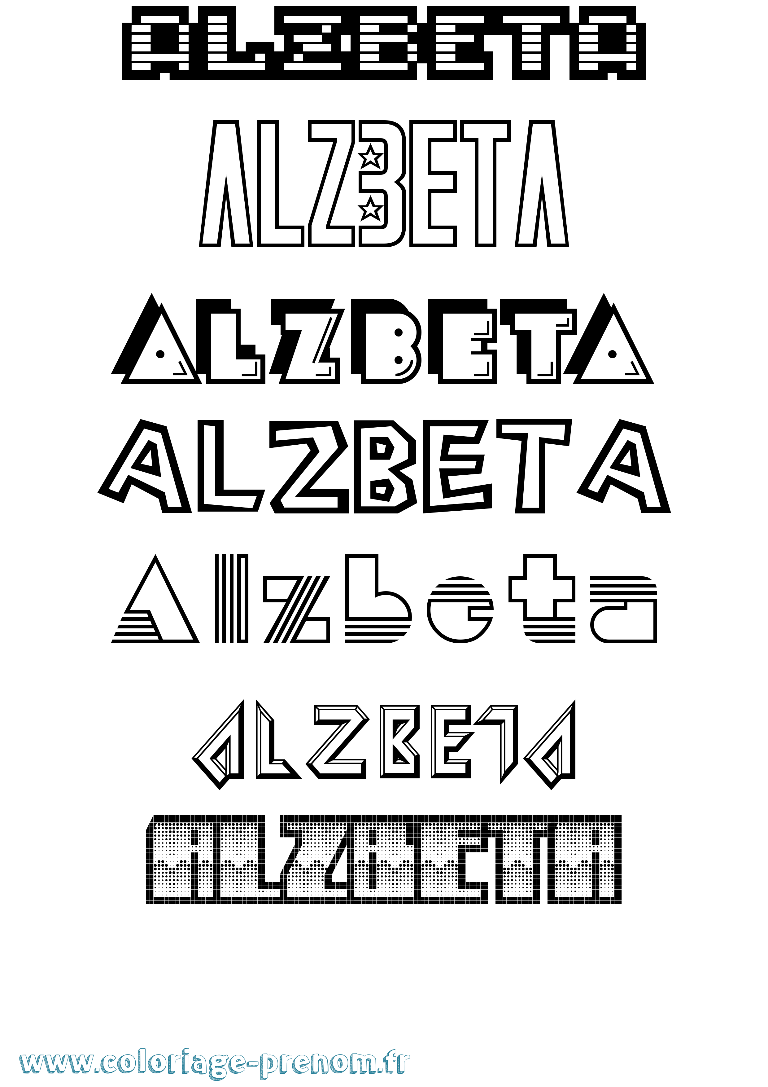 Coloriage Alzbeta Jeux Vidéos Coloriage prénom Alzbeta Jeux Vidéos