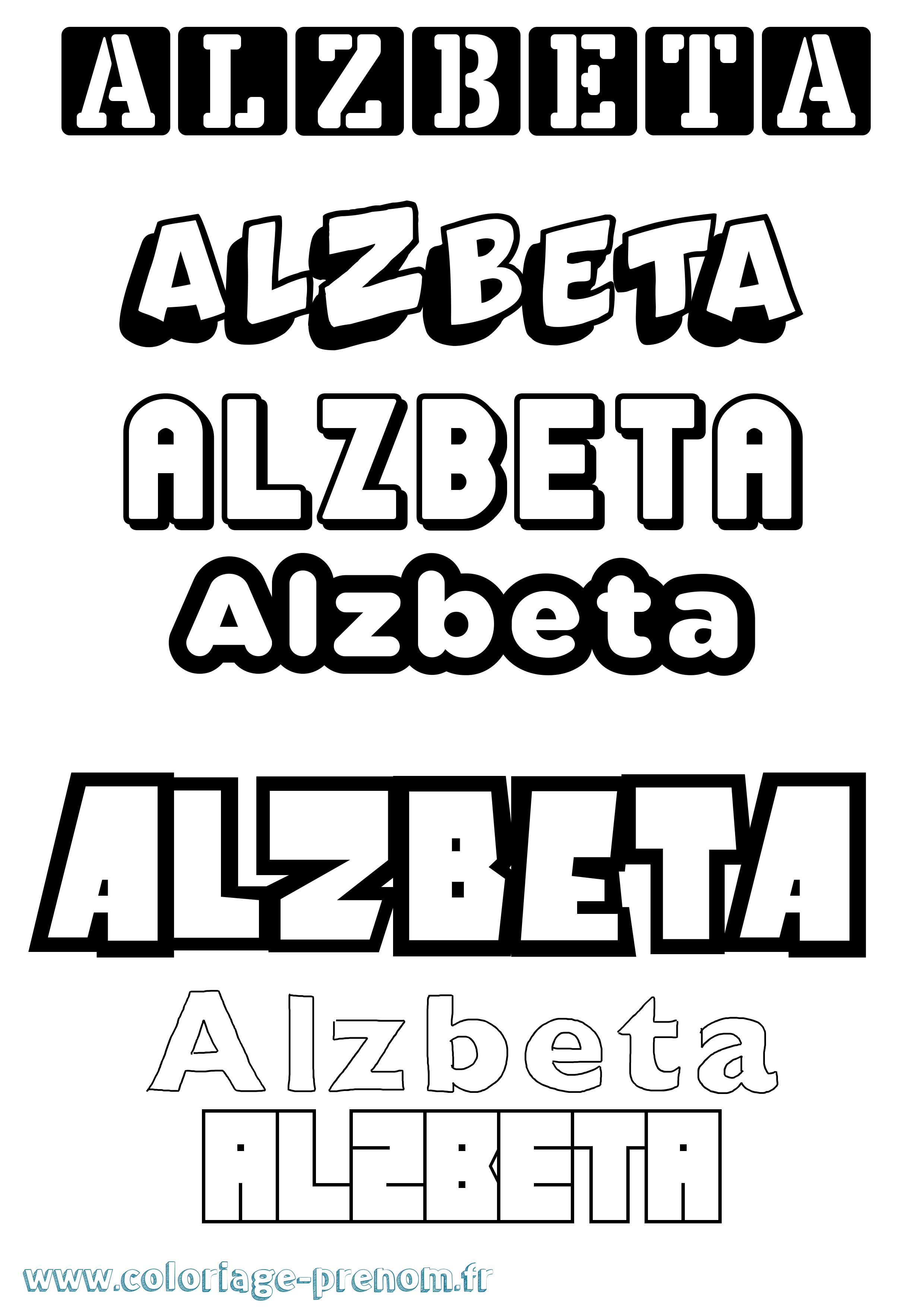 Coloriage Alzbeta Simple Coloriage prénom Alzbeta Simple