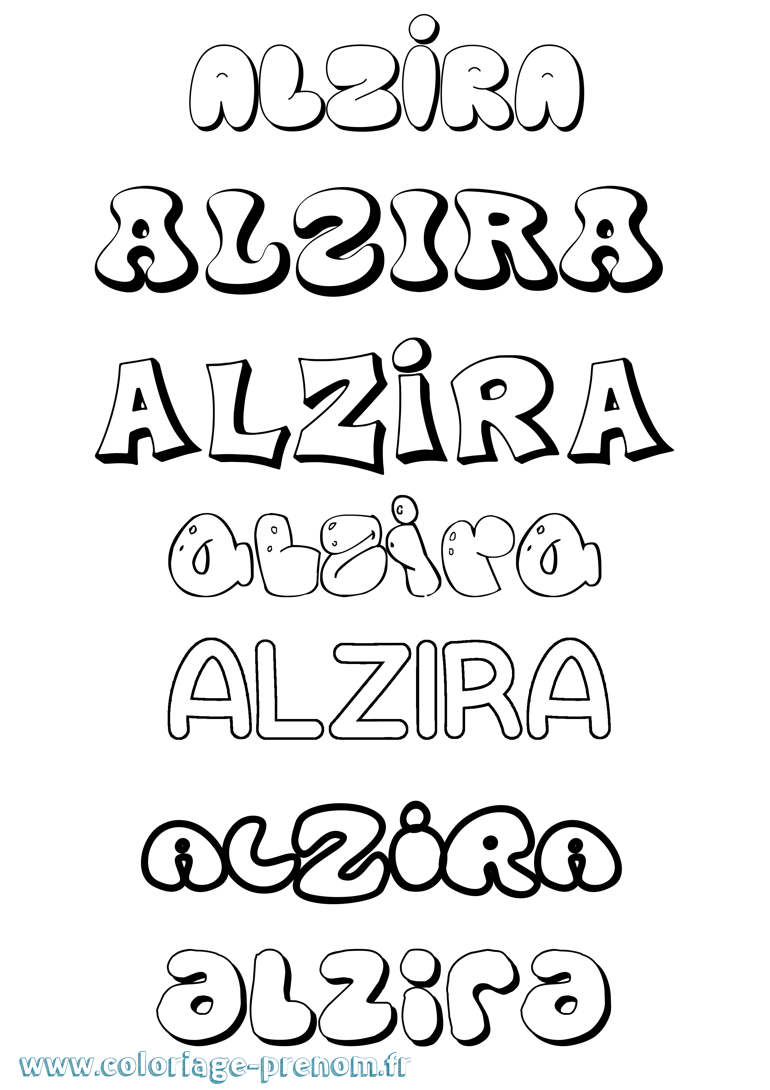 Coloriage Alzira Bubble Coloriage prénom Alzira Bubble