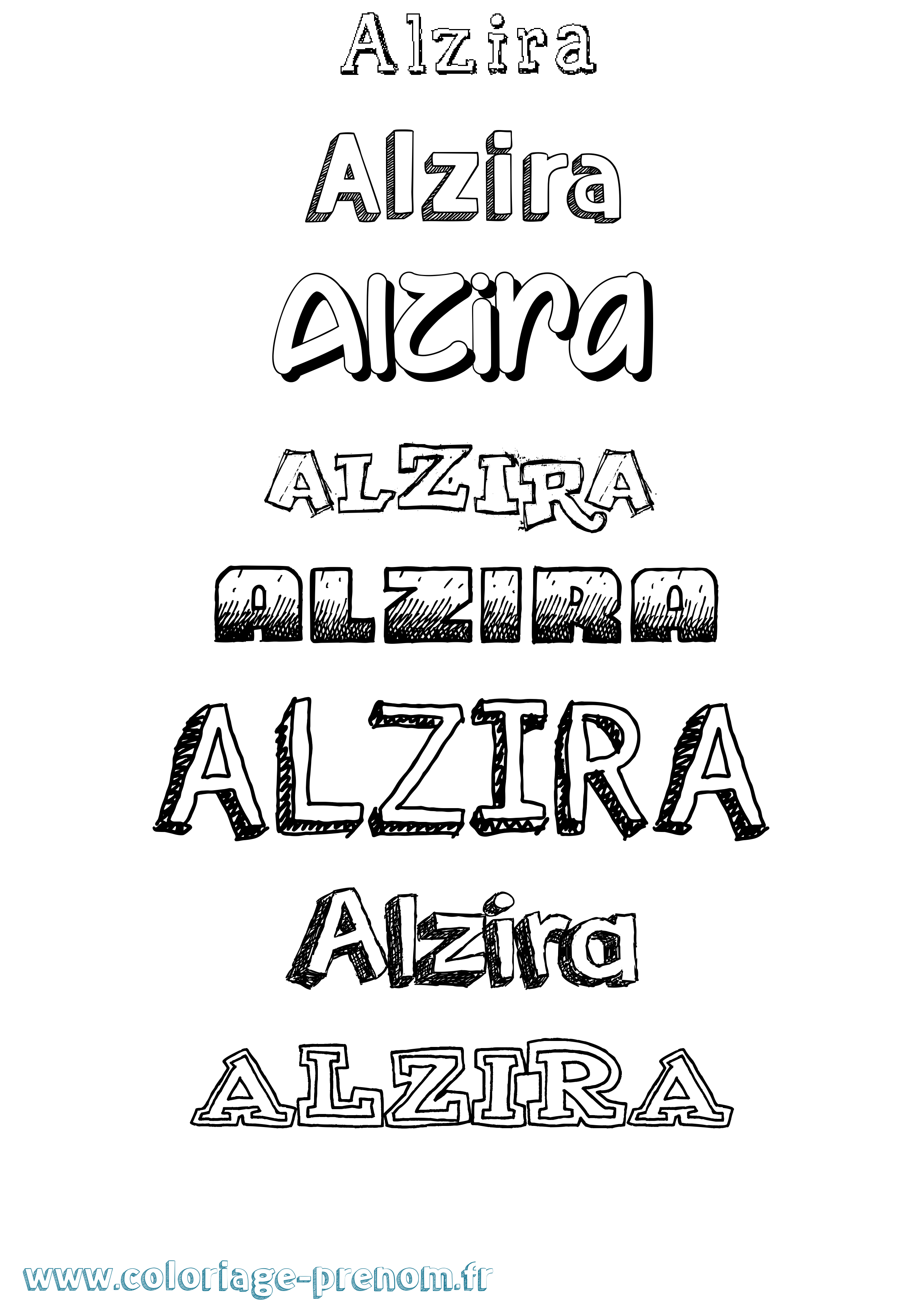 Coloriage Alzira Dessiné Coloriage prénom Alzira Dessiné