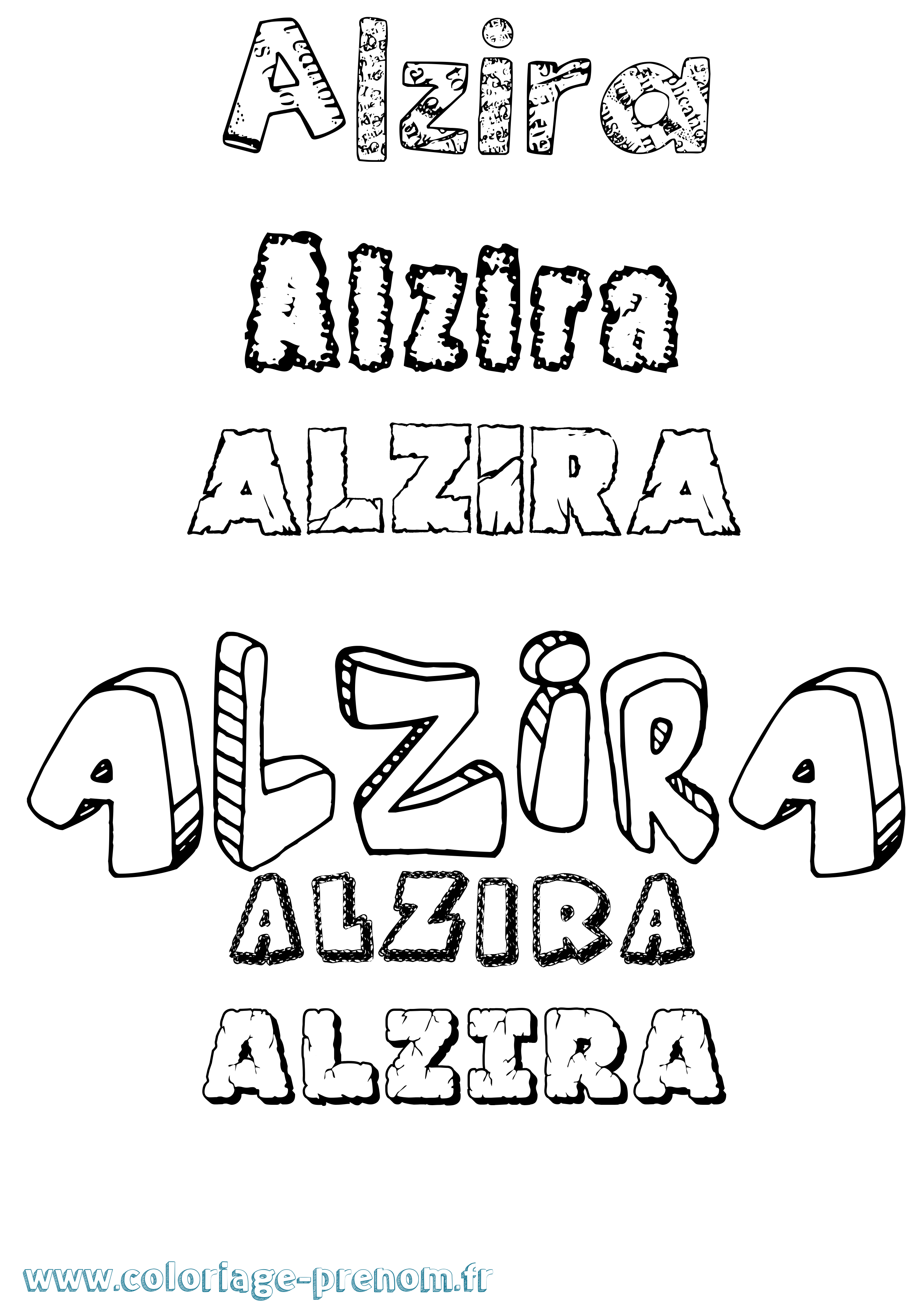 Coloriage Alzira Destructuré Coloriage prénom Alzira Destructuré