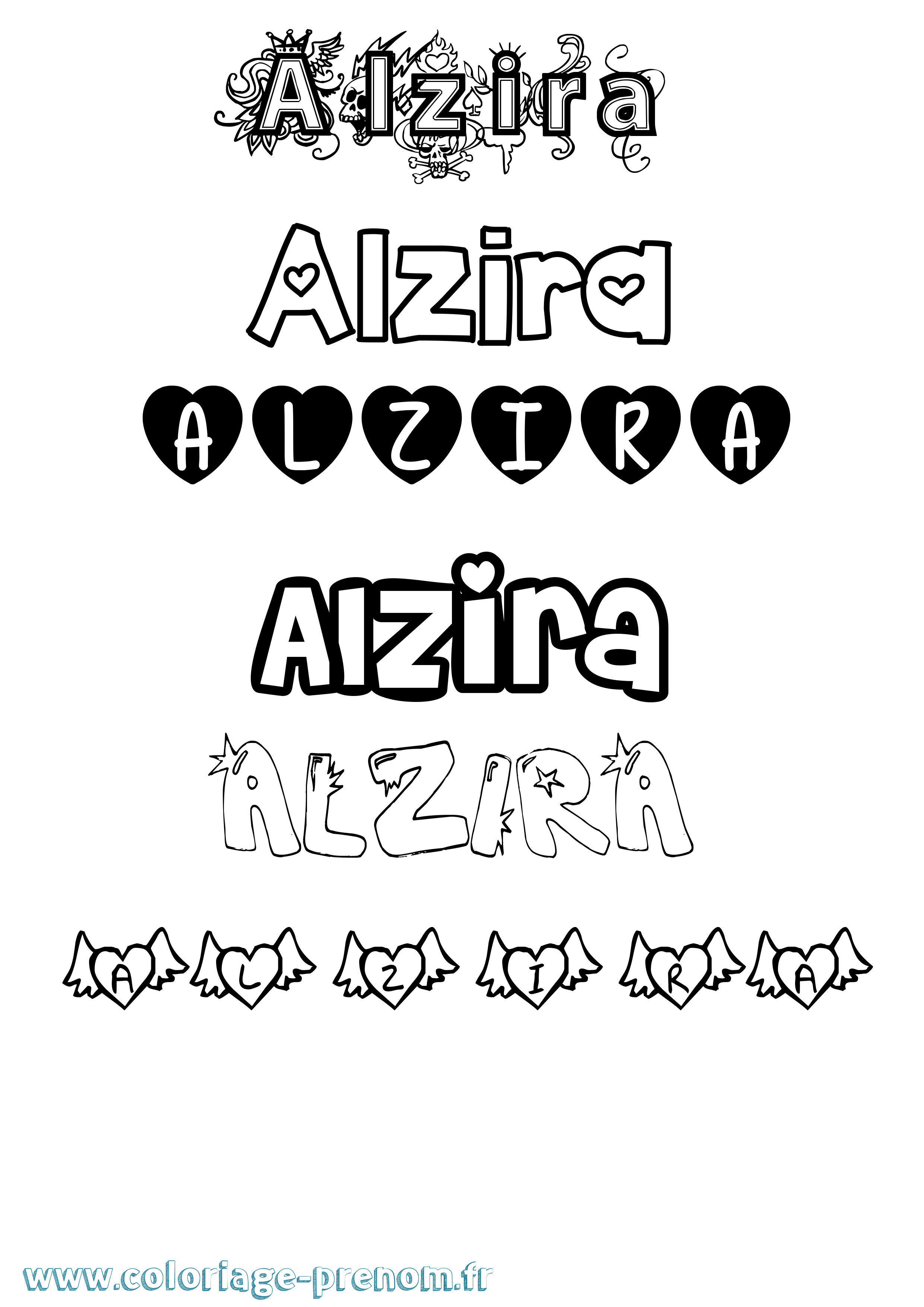 Coloriage Alzira Girly Coloriage prénom Alzira Girly