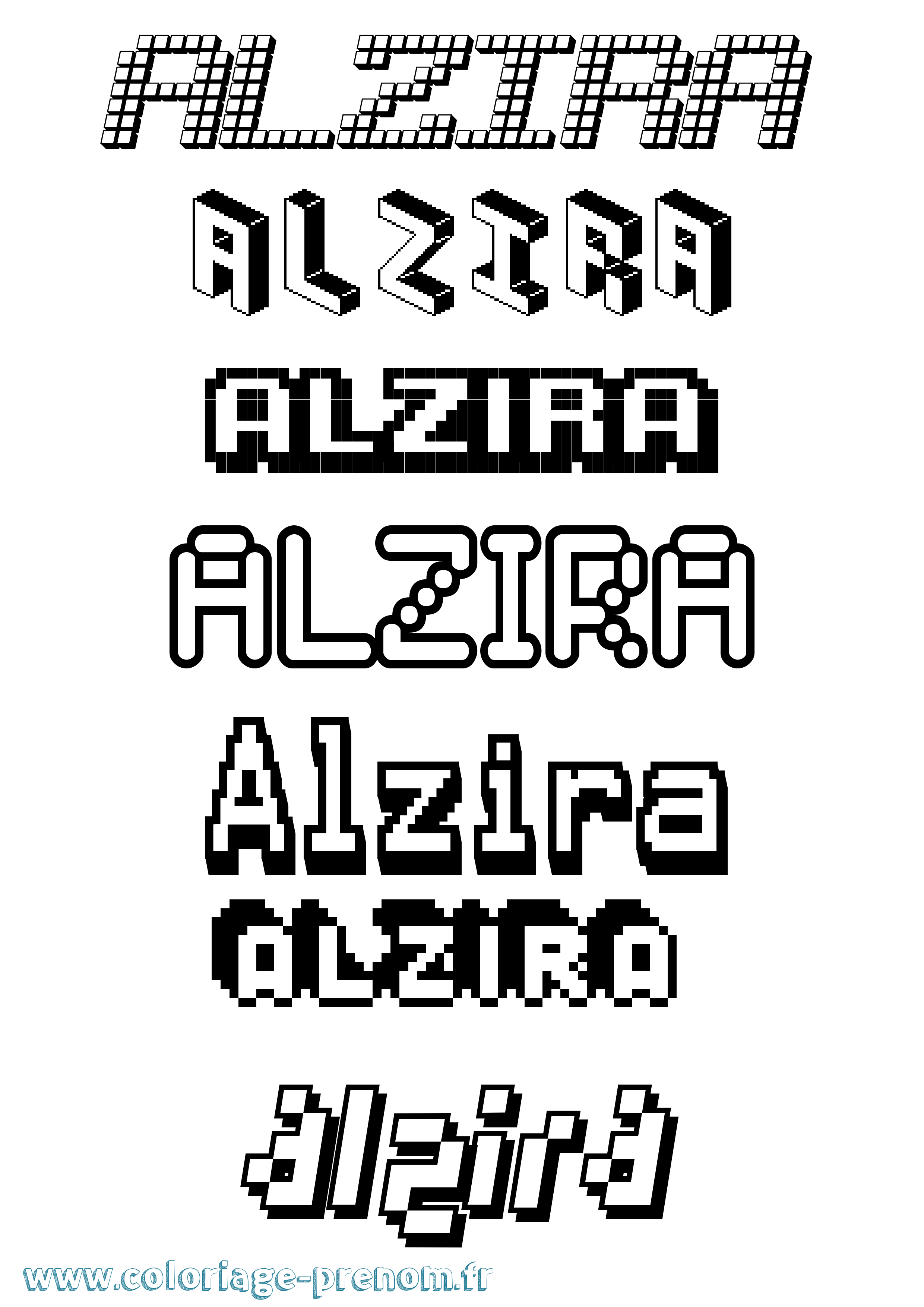 Coloriage Alzira Pixel Coloriage prénom Alzira Pixel