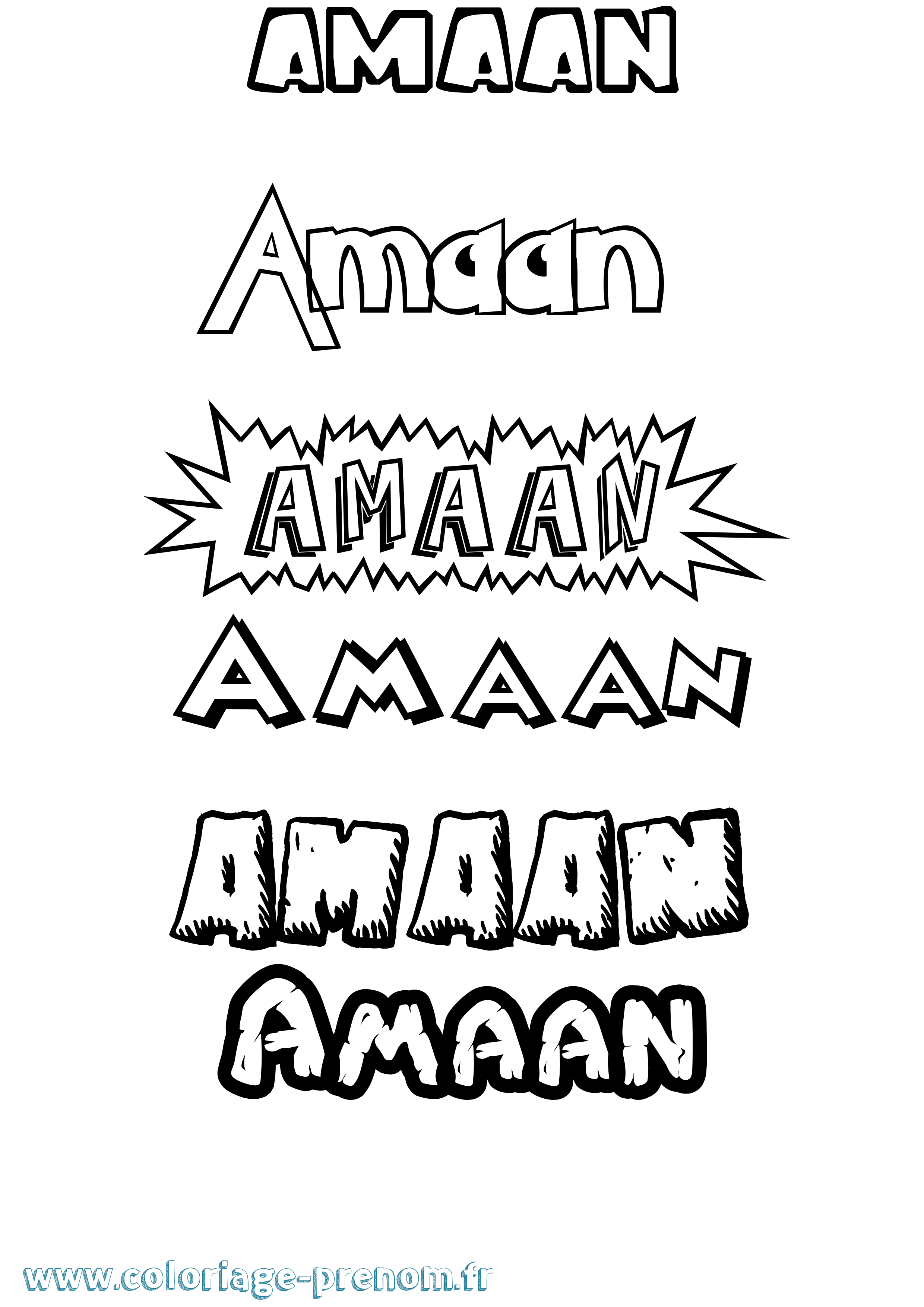 Coloriage Amaan Dessin Animé Coloriage prénom Amaan Dessin Animé