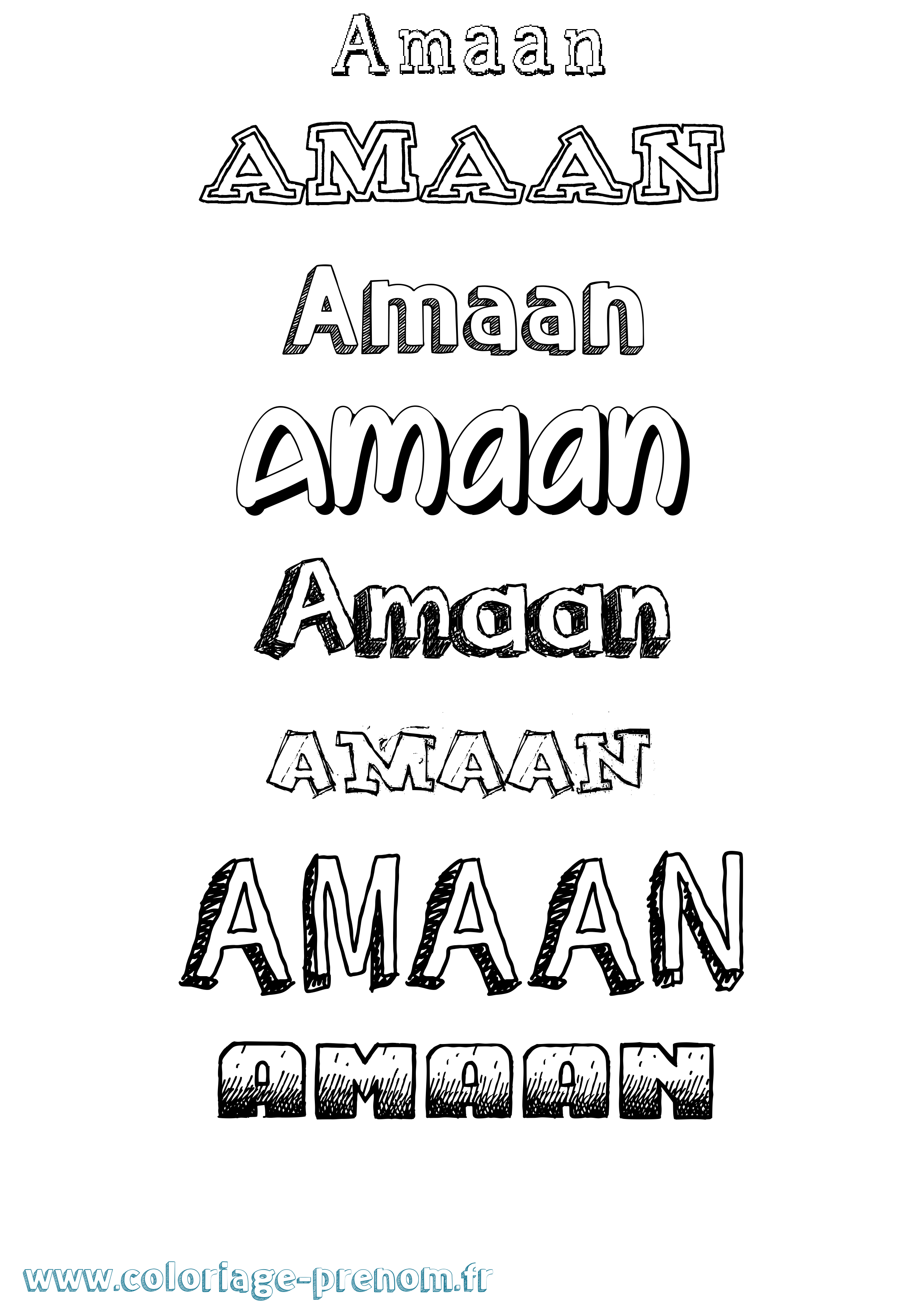 Coloriage Amaan Dessiné Coloriage prénom Amaan Dessiné