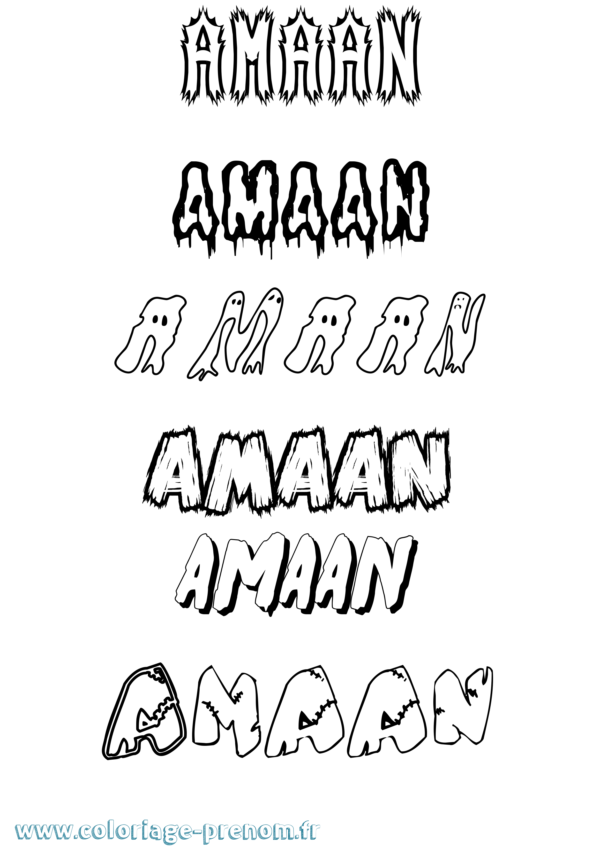 Coloriage Amaan Frisson Coloriage prénom Amaan Frisson