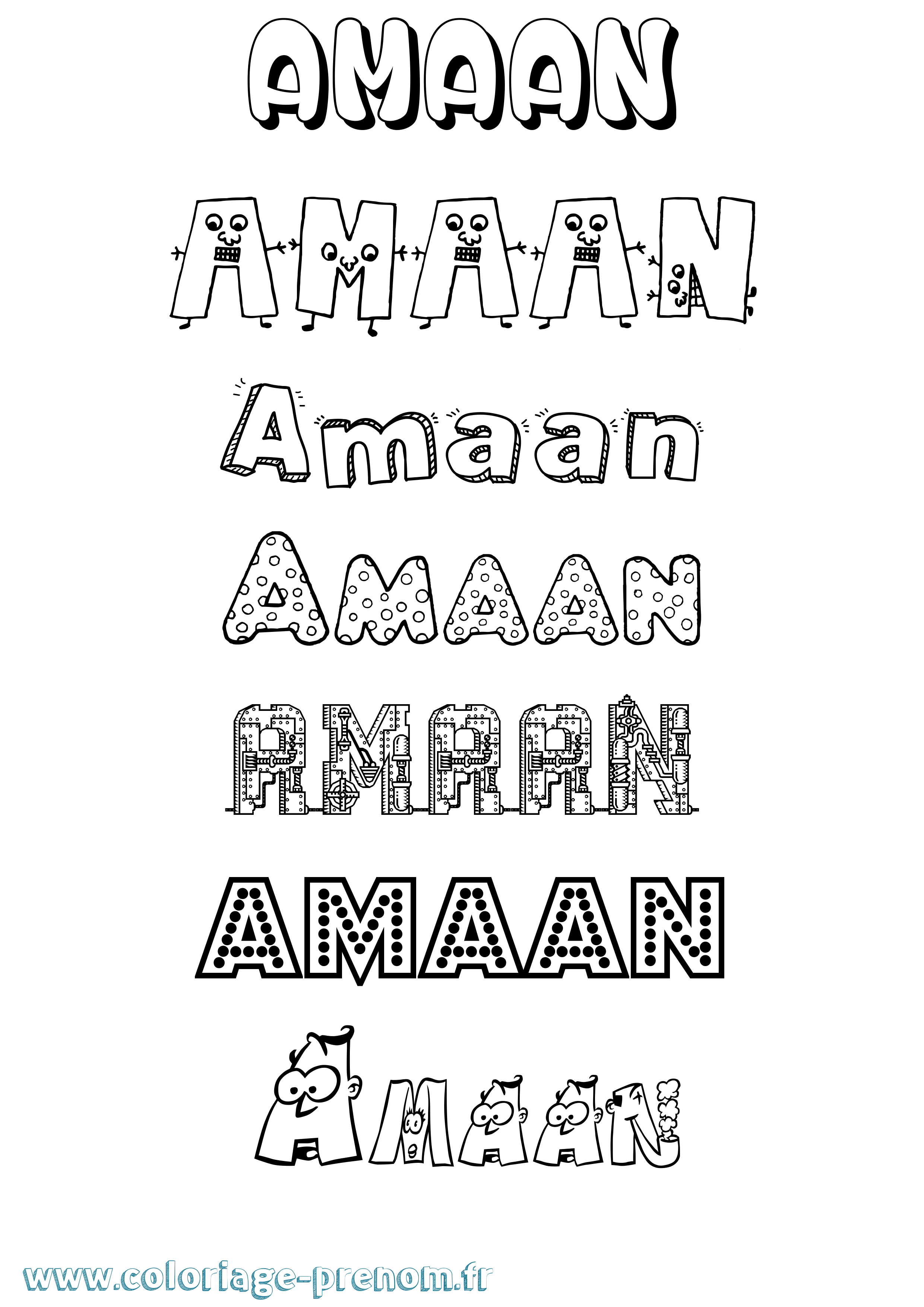 Coloriage Amaan Fun Coloriage prénom Amaan Fun