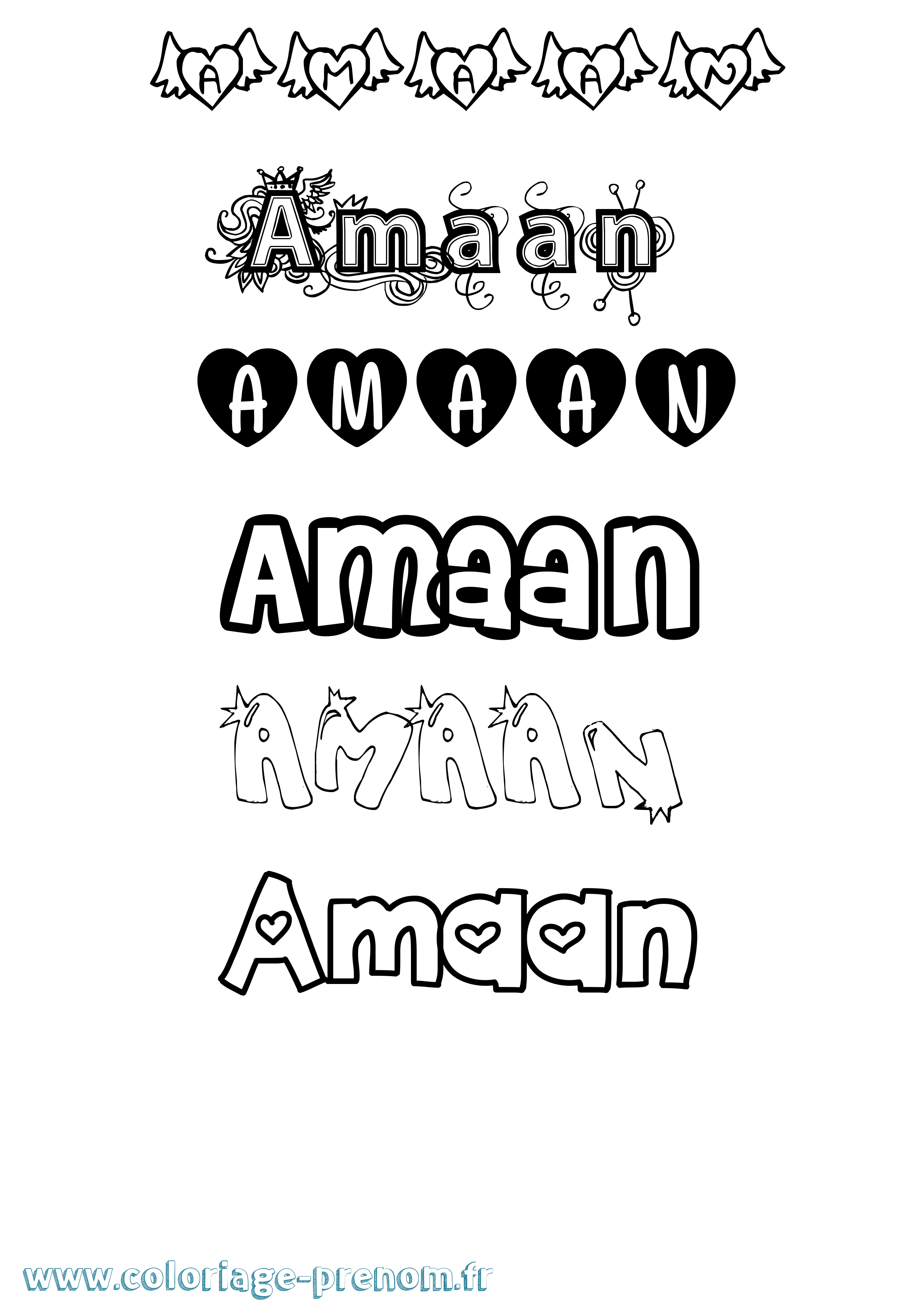 Coloriage Amaan Girly Coloriage prénom Amaan Girly
