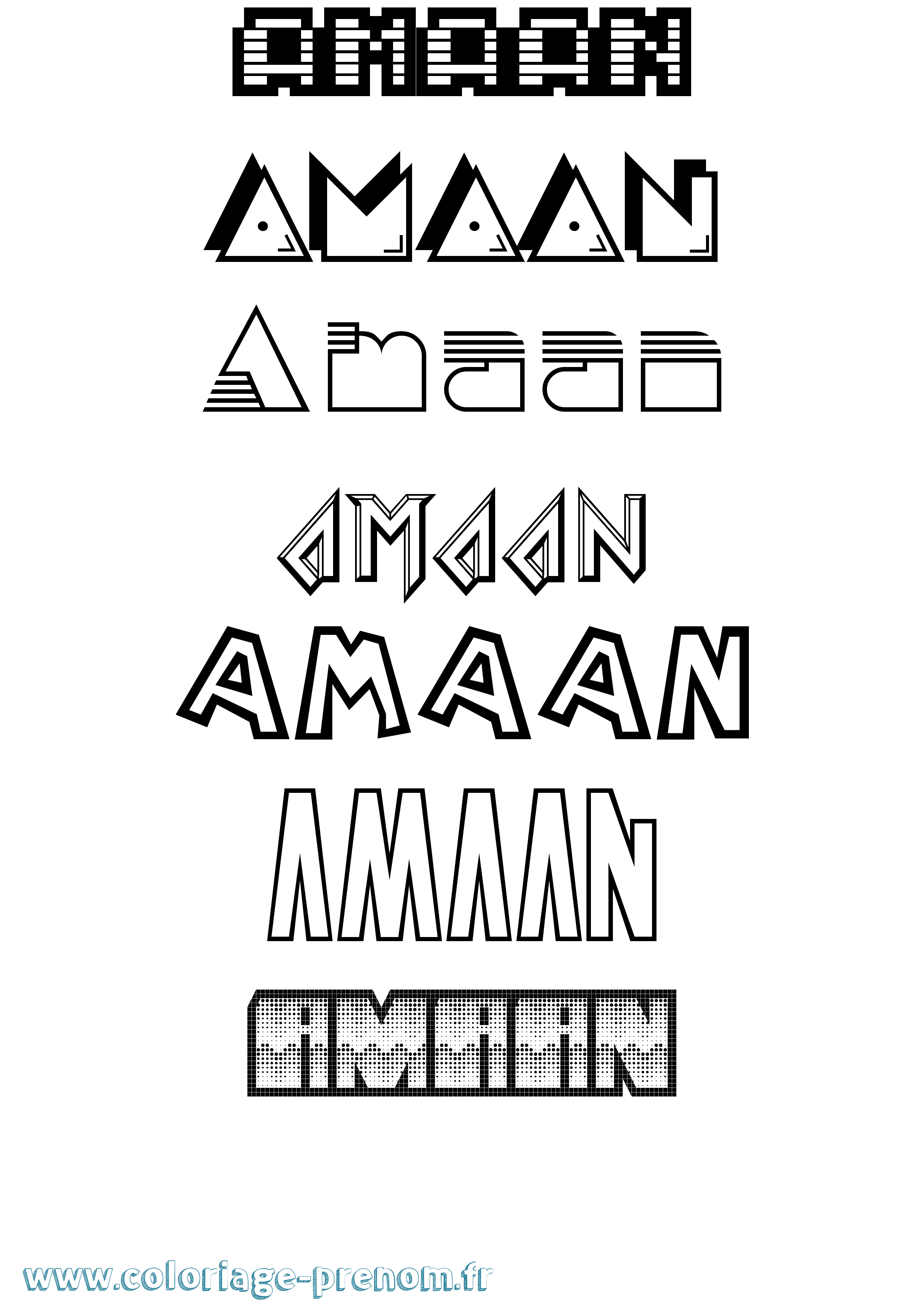 Coloriage Amaan Jeux Vidéos Coloriage prénom Amaan Jeux Vidéos