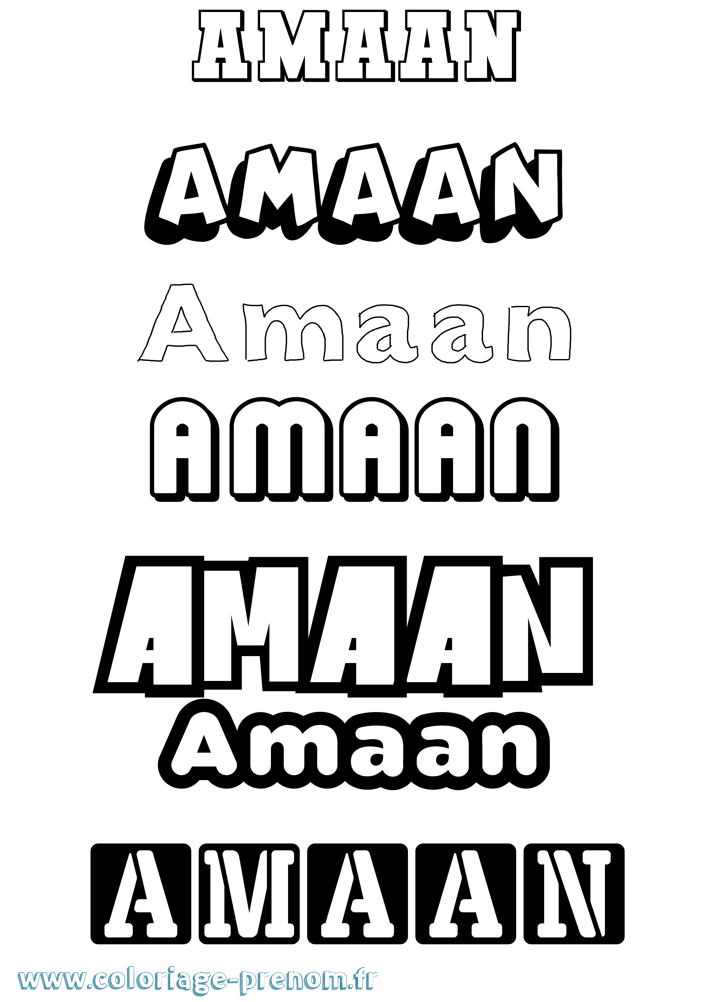 Coloriage Amaan Simple Coloriage prénom Amaan Simple
