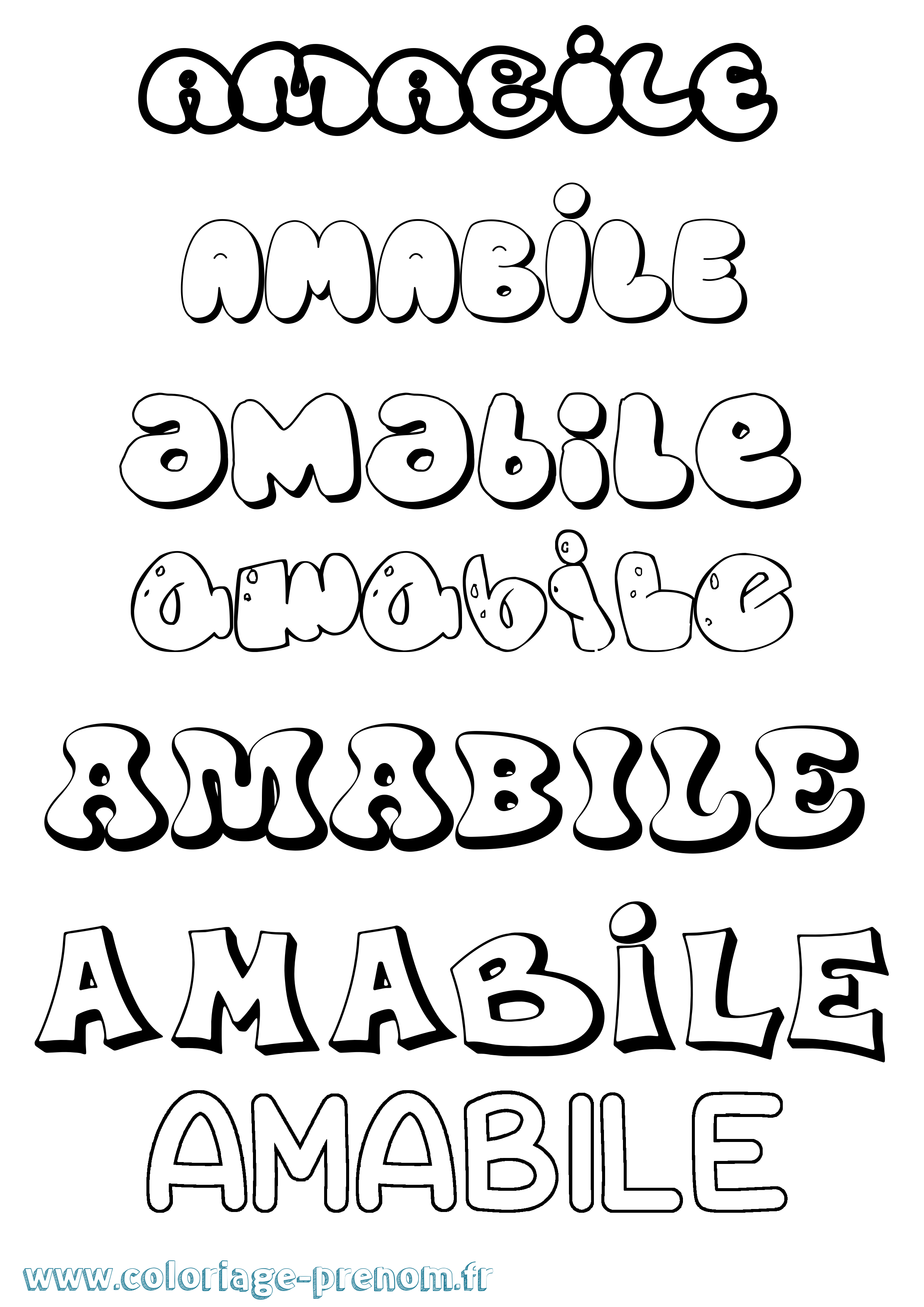 Coloriage Amabile Bubble Coloriage prénom Amabile Bubble