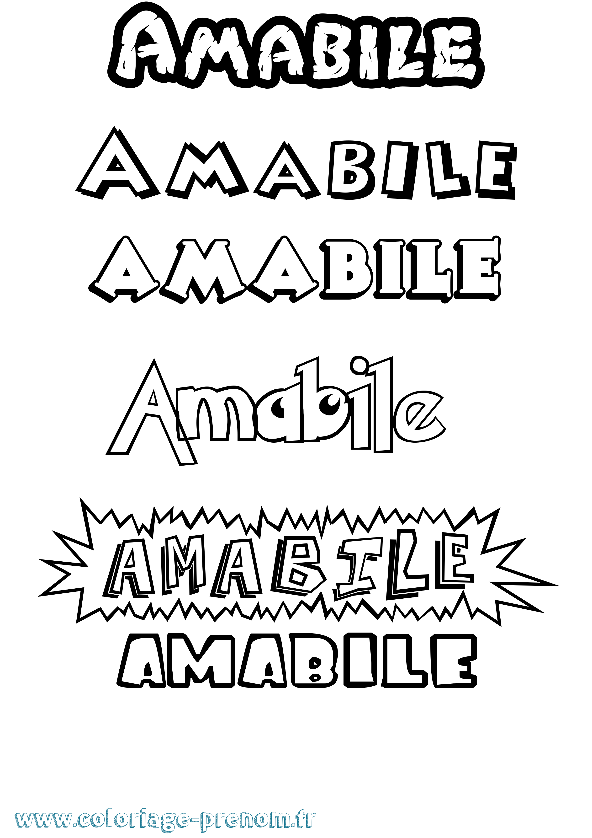 Coloriage Amabile Dessin Animé Coloriage prénom Amabile Dessin Animé
