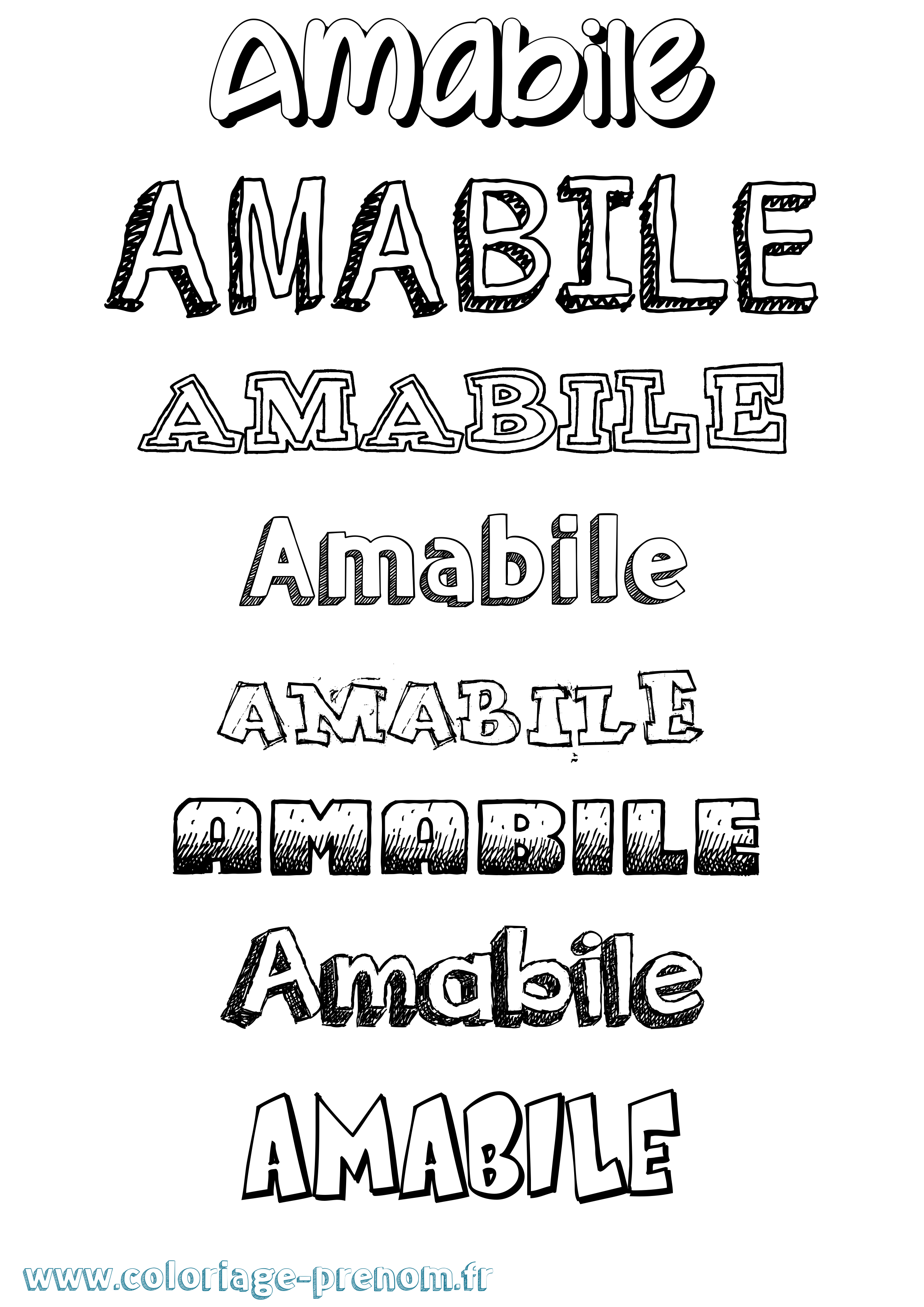 Coloriage Amabile Dessiné Coloriage prénom Amabile Dessiné