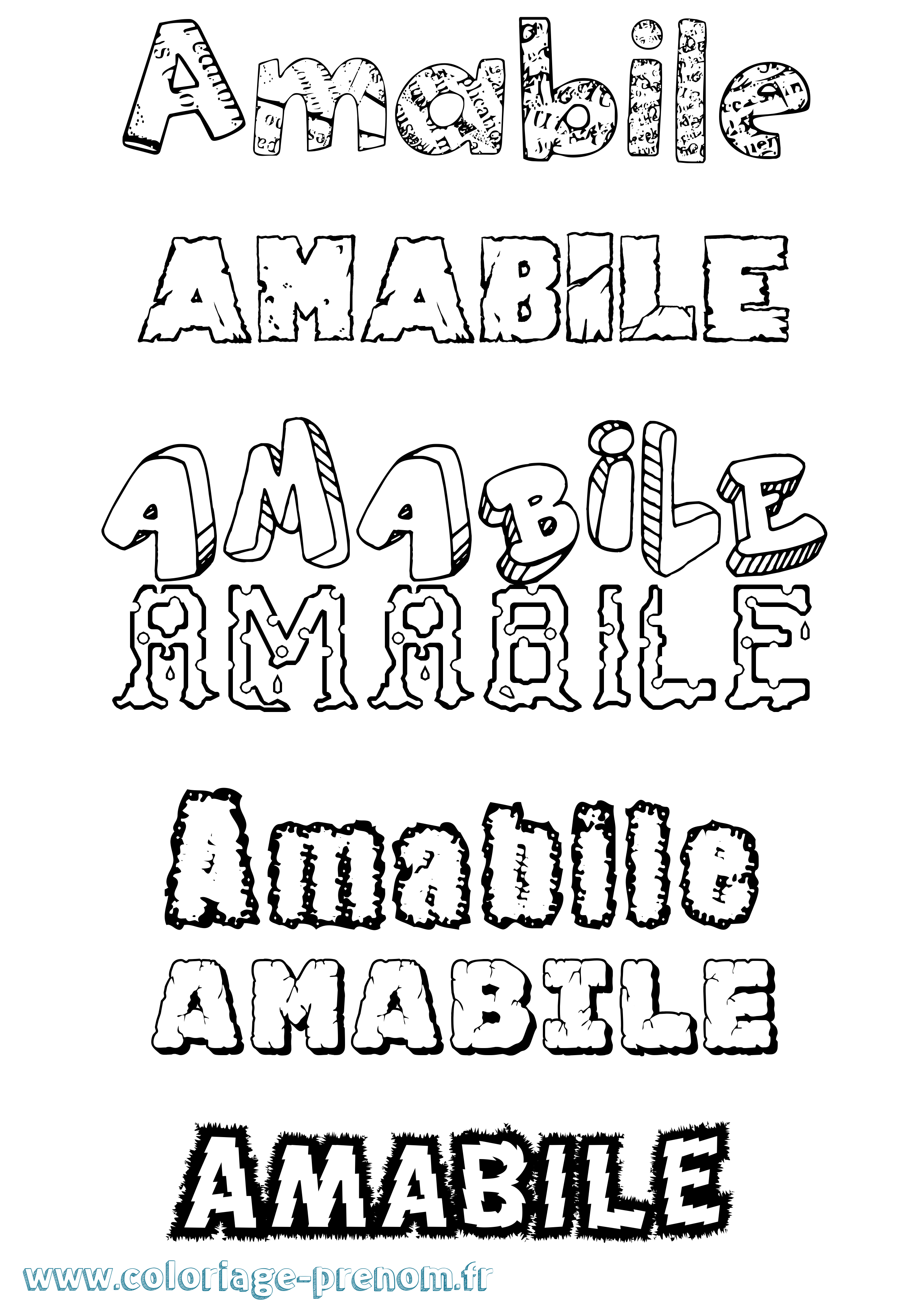 Coloriage Amabile Destructuré Coloriage prénom Amabile Destructuré