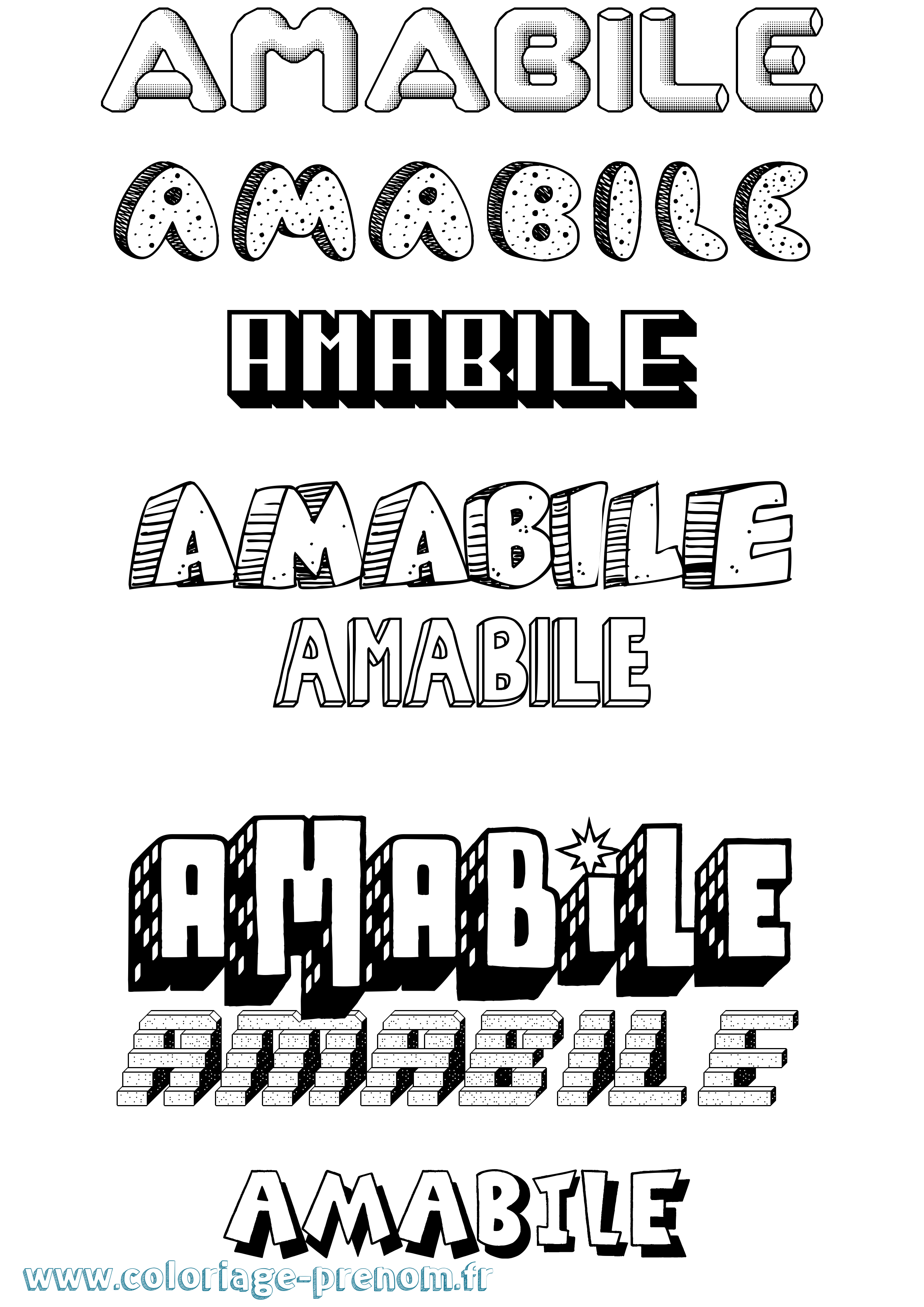 Coloriage Amabile Effet 3D Coloriage prénom Amabile Effet 3D