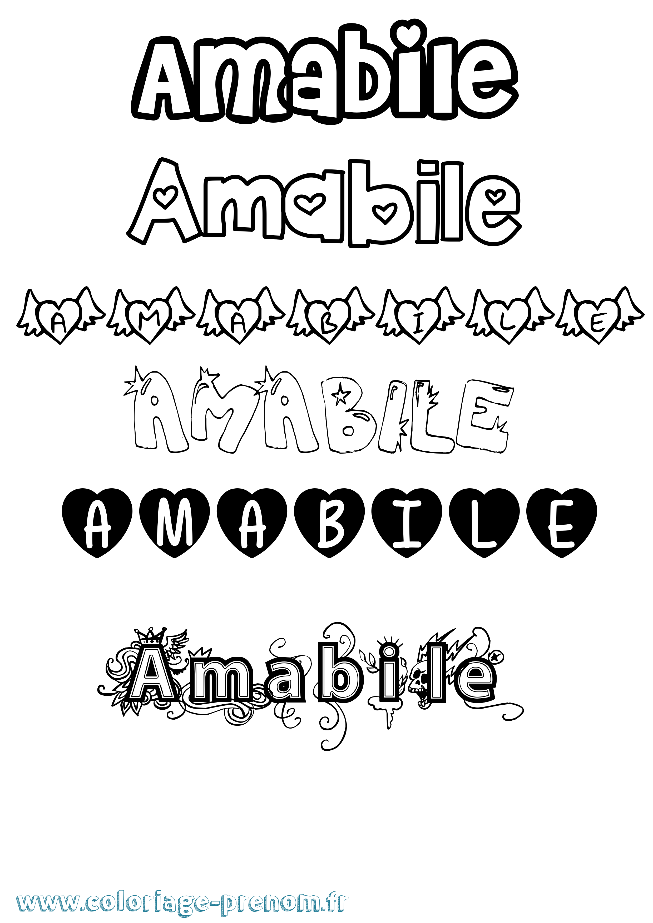 Coloriage Amabile Girly Coloriage prénom Amabile Girly