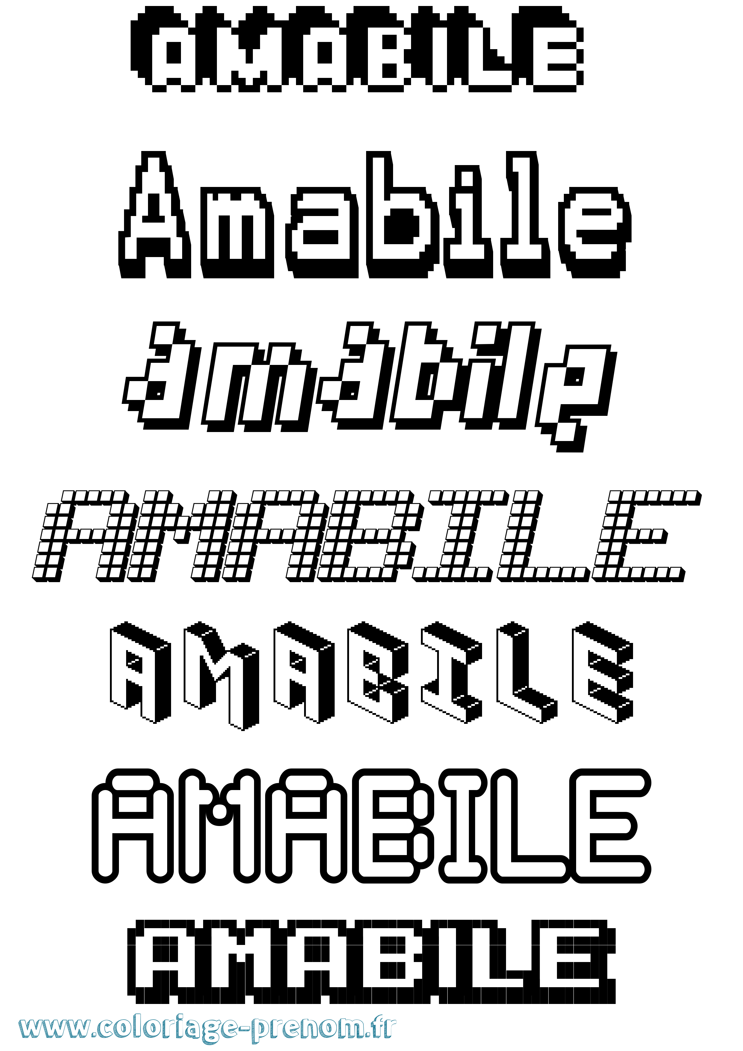 Coloriage Amabile Pixel Coloriage prénom Amabile Pixel