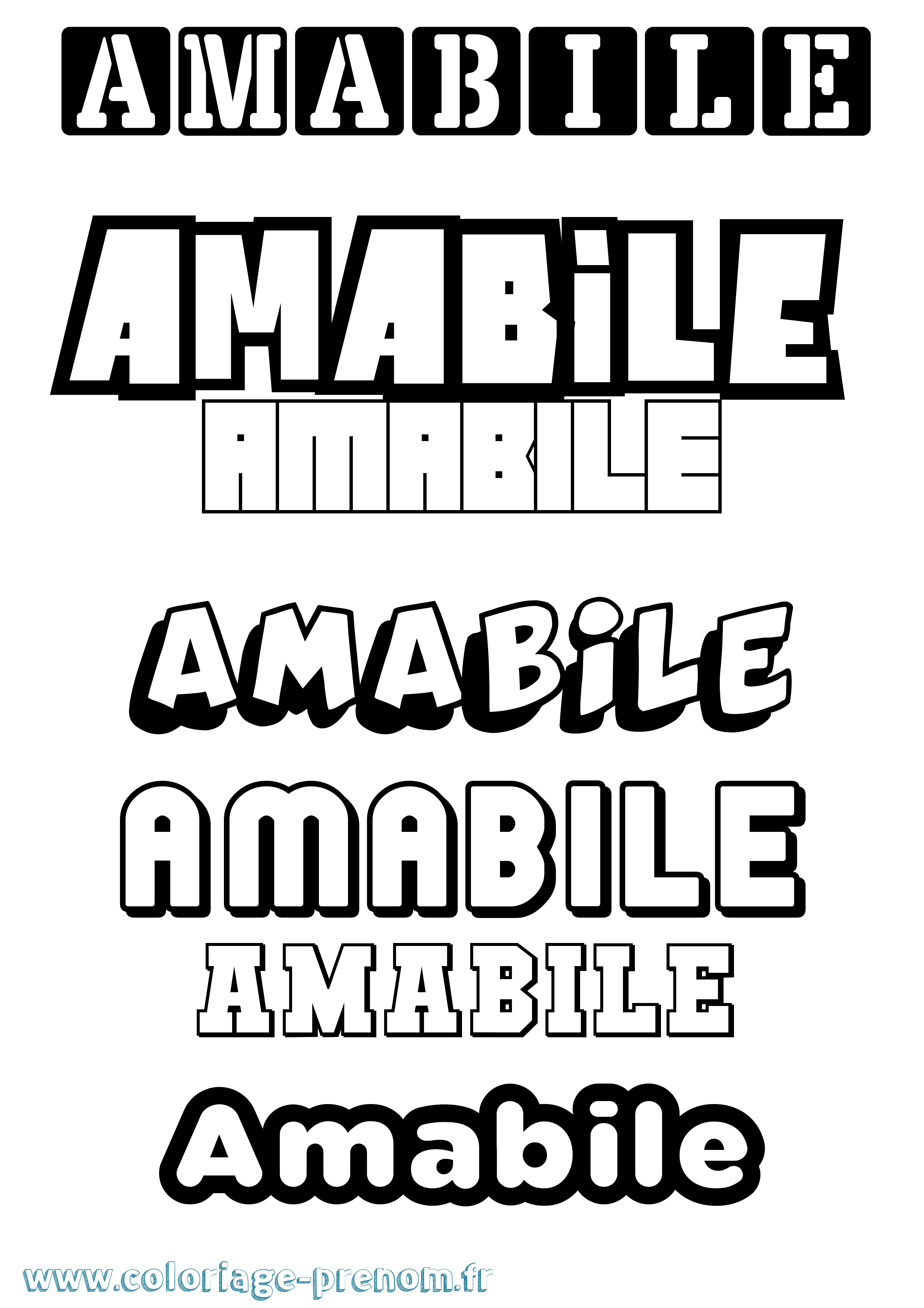 Coloriage Amabile Simple Coloriage prénom Amabile Simple