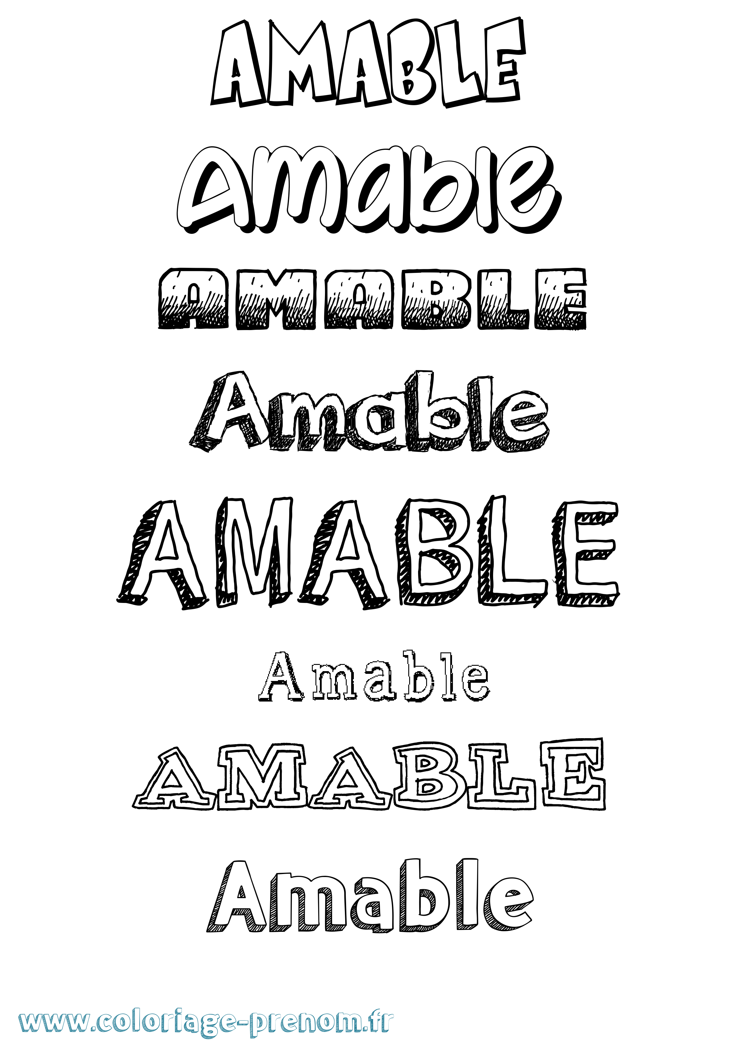 Coloriage Amable Dessiné Coloriage prénom Amable Dessiné
