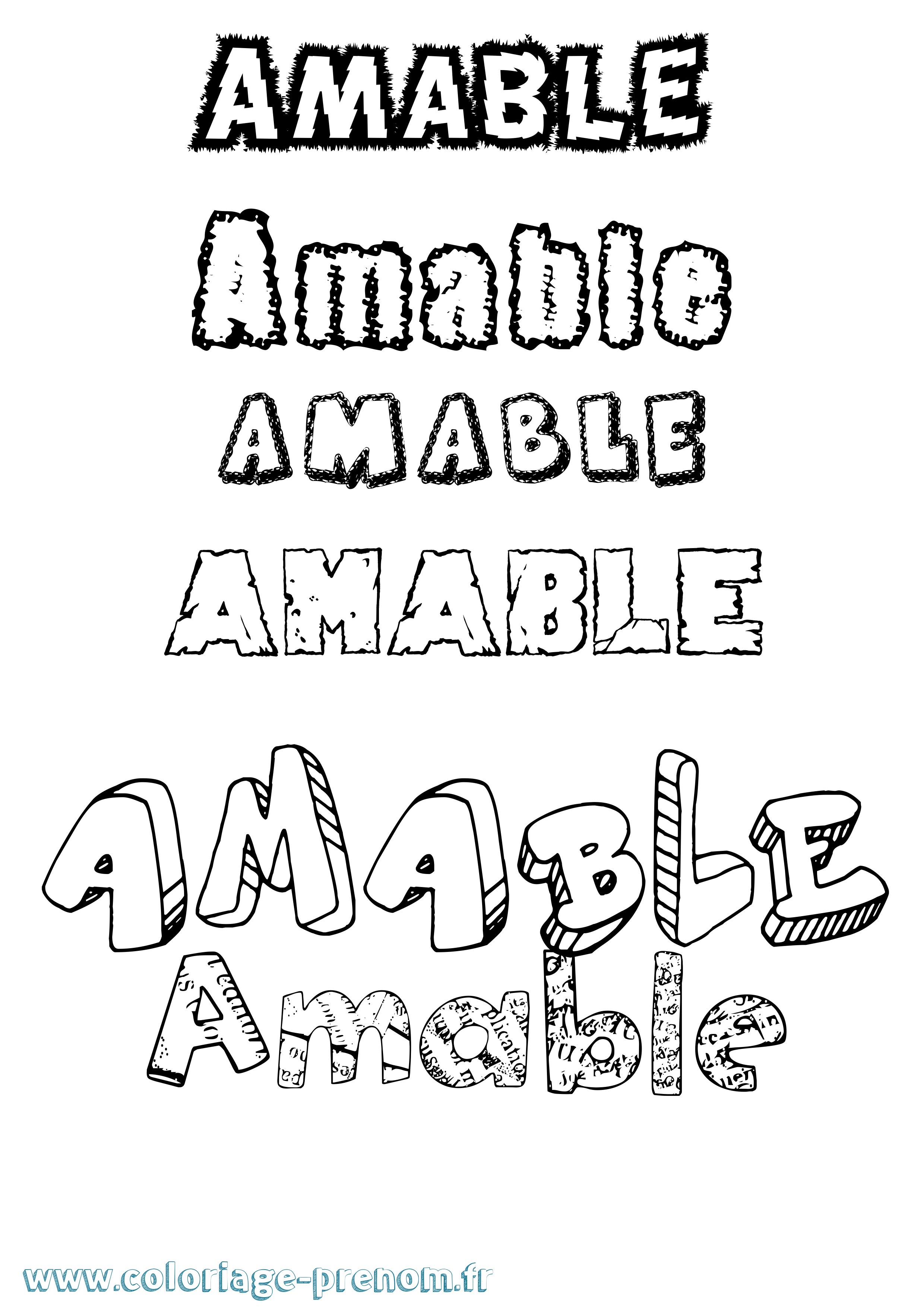 Coloriage Amable Destructuré Coloriage prénom Amable Destructuré