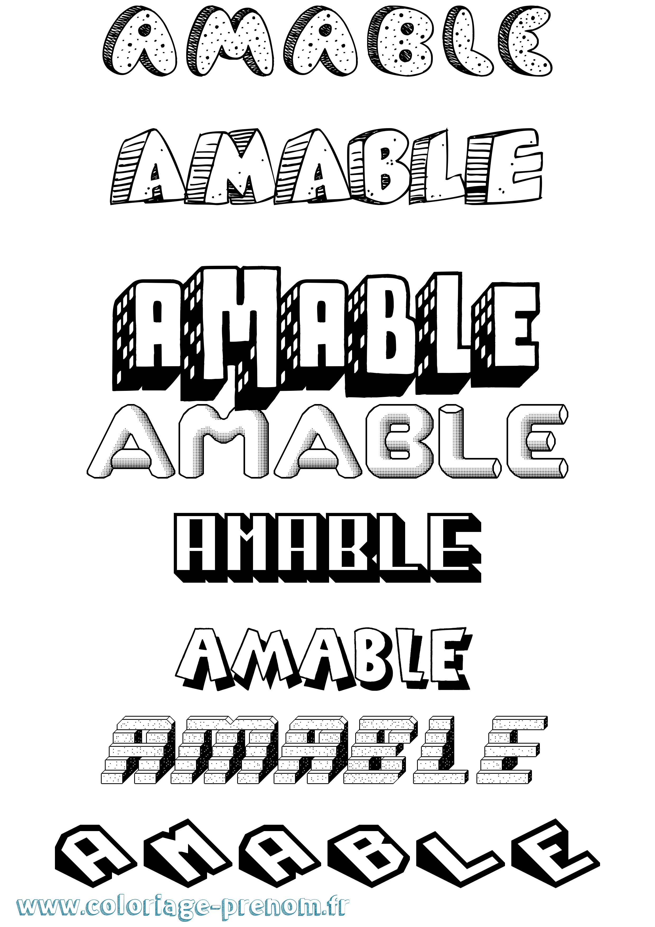 Coloriage Amable Effet 3D Coloriage prénom Amable Effet 3D