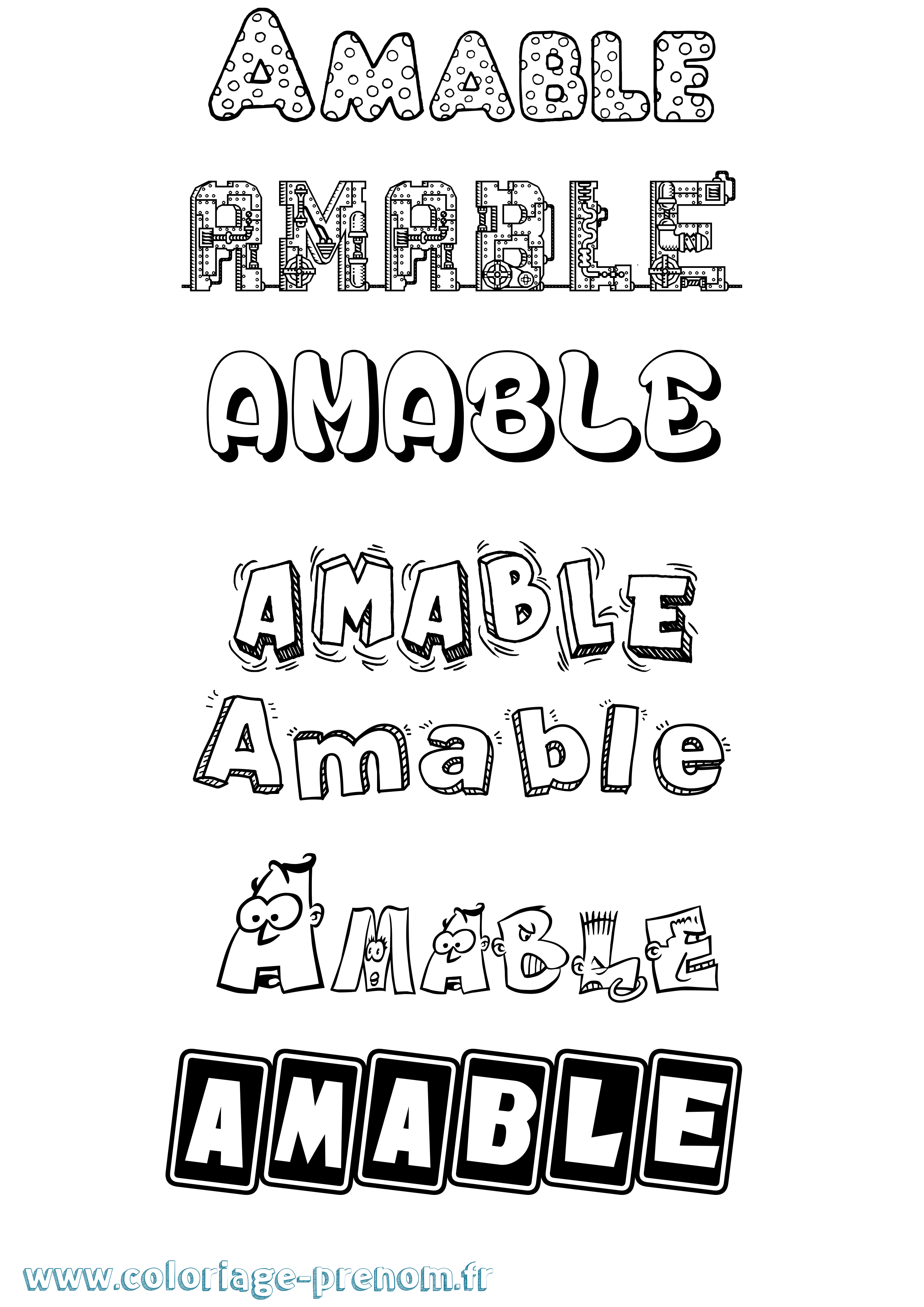 Coloriage Amable Fun Coloriage prénom Amable Fun