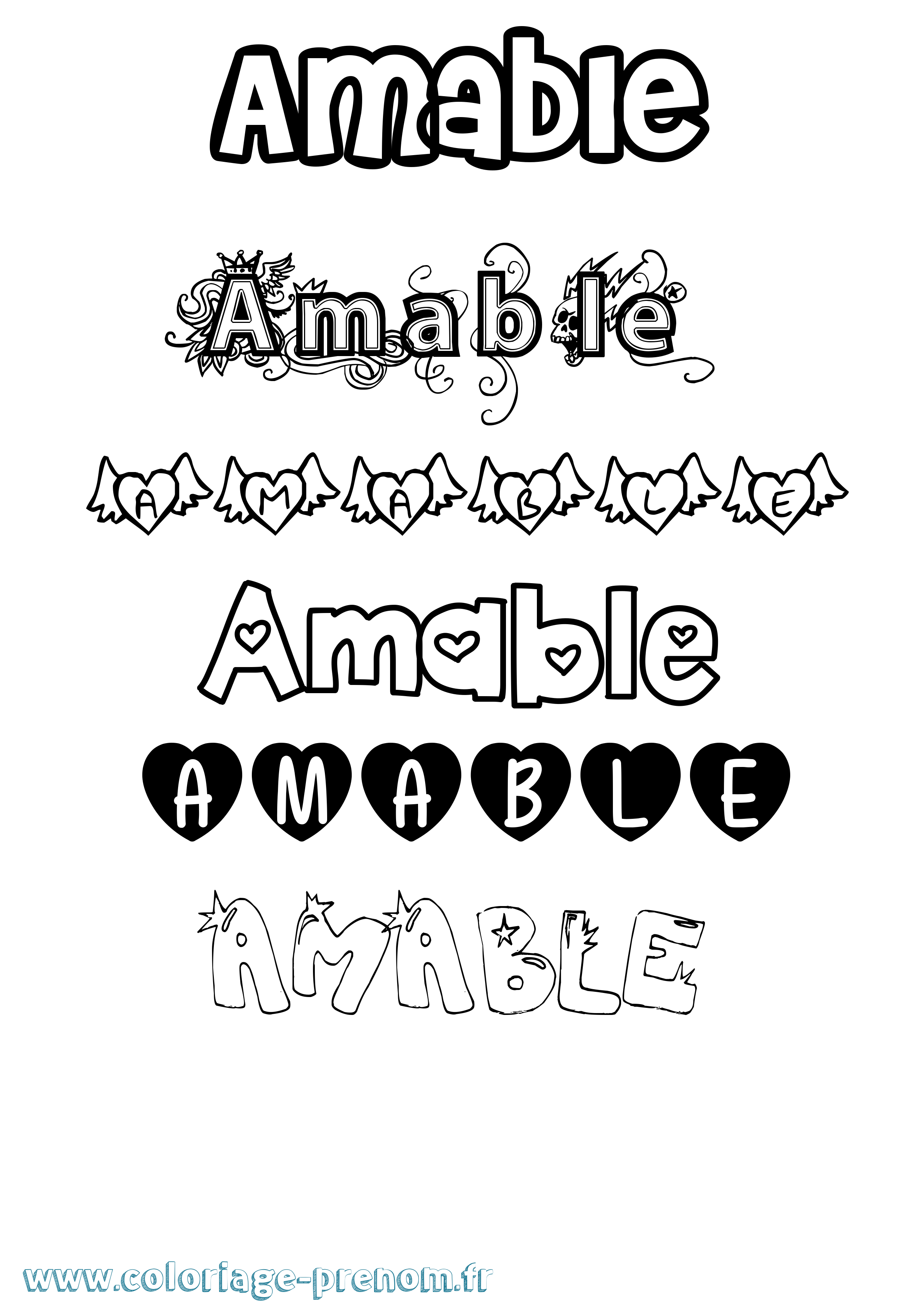 Coloriage Amable Girly Coloriage prénom Amable Girly