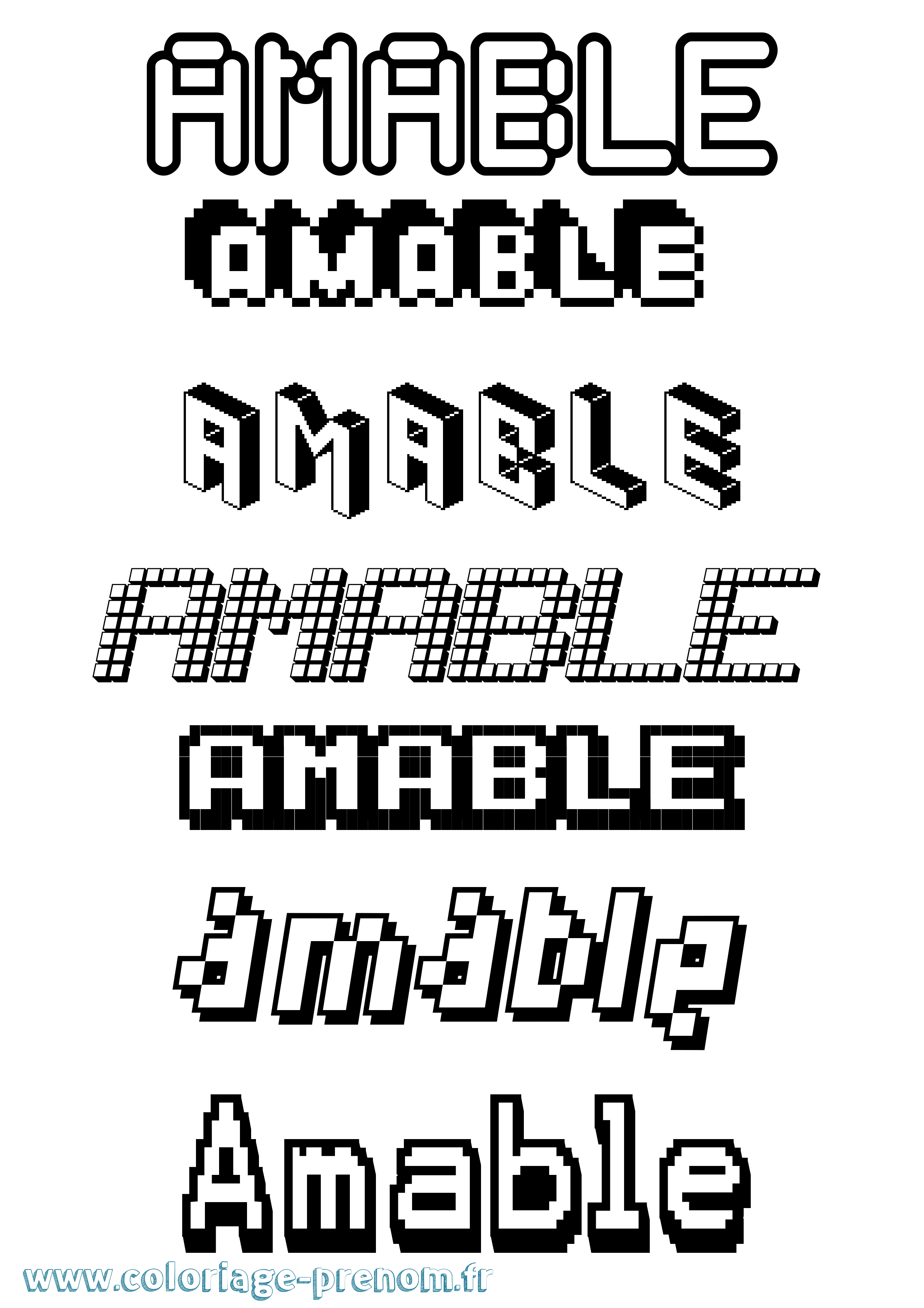 Coloriage Amable Pixel Coloriage prénom Amable Pixel