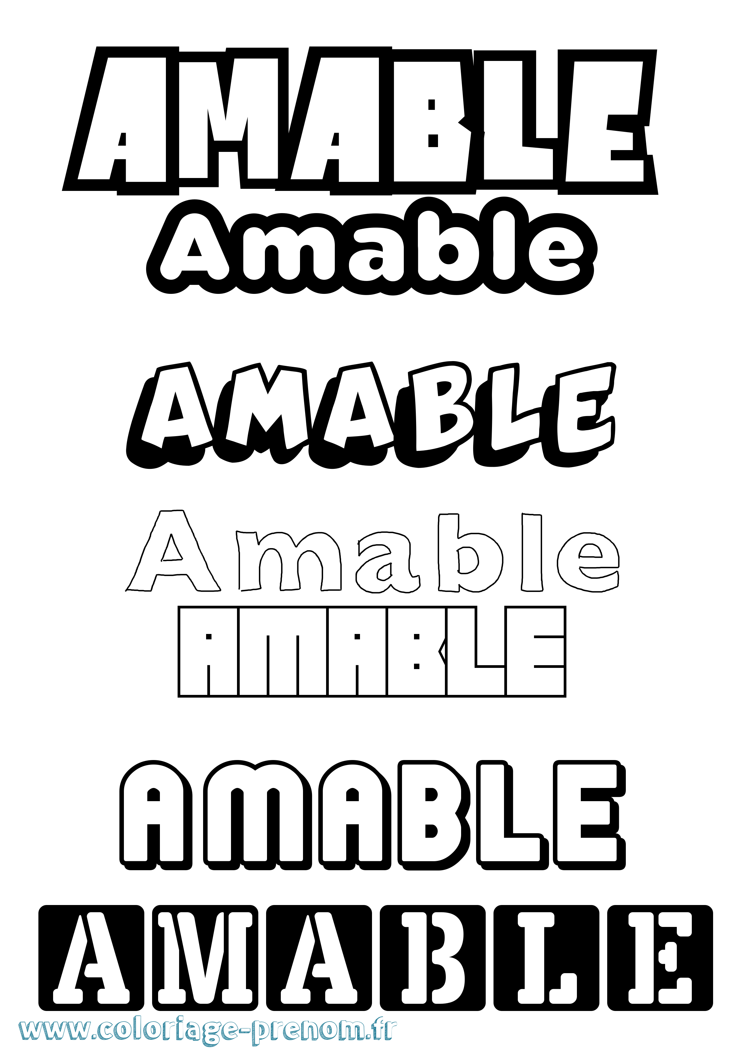 Coloriage Amable Simple Coloriage prénom Amable Simple