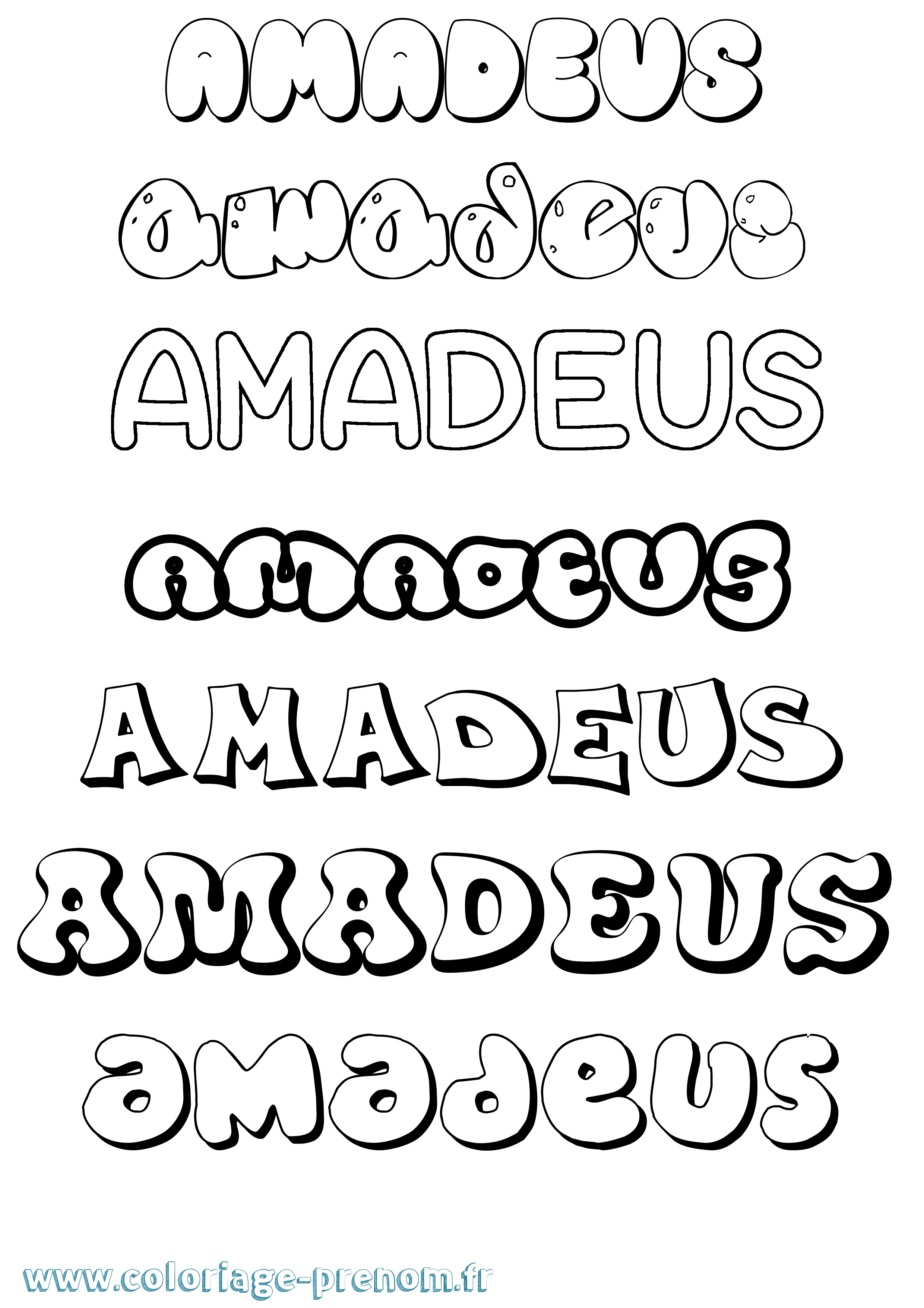 Coloriage Amadeus Bubble Coloriage prénom Amadeus Bubble