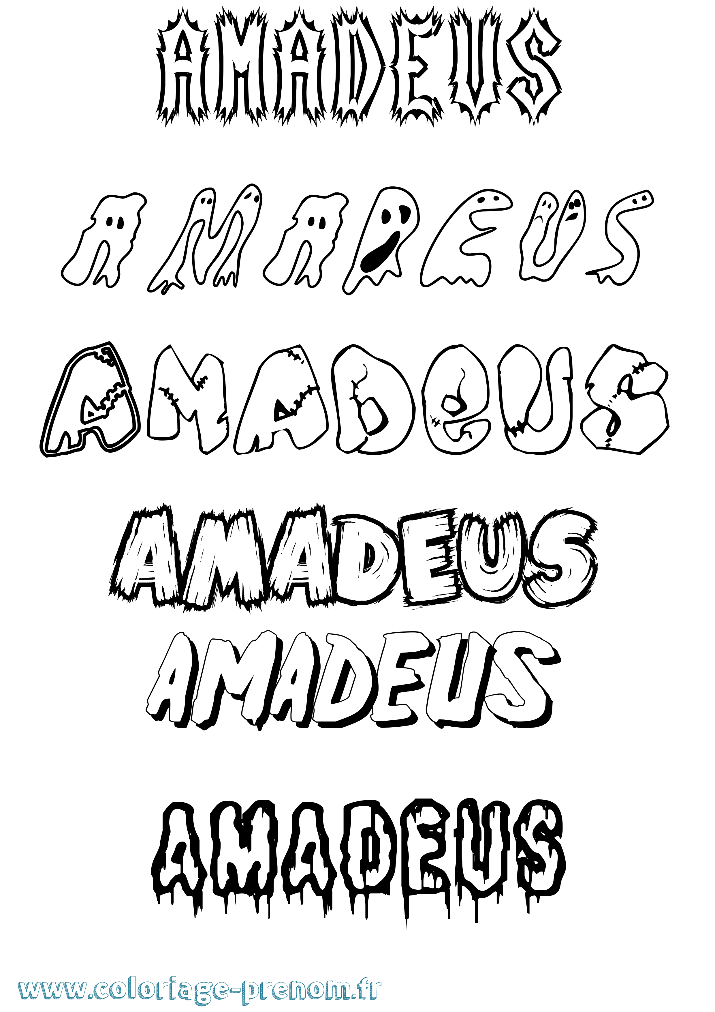 Coloriage Amadeus Frisson Coloriage prénom Amadeus Frisson