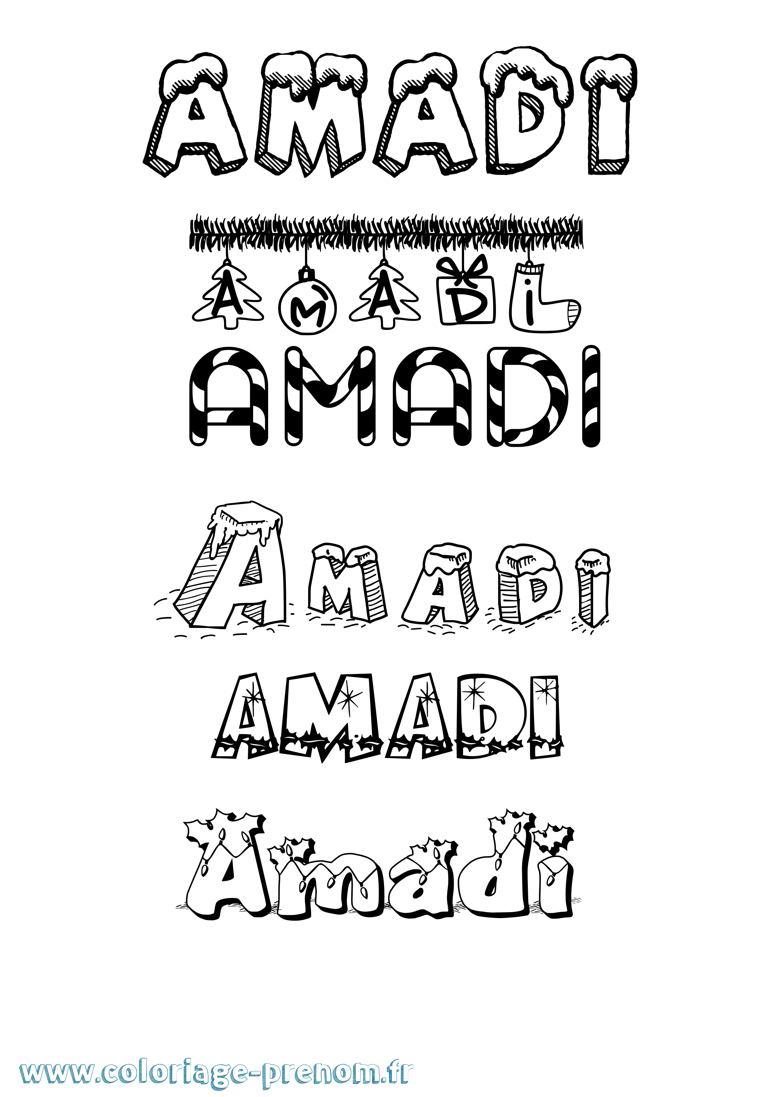 Coloriage Amadi Noël Coloriage prénom Amadi Noël