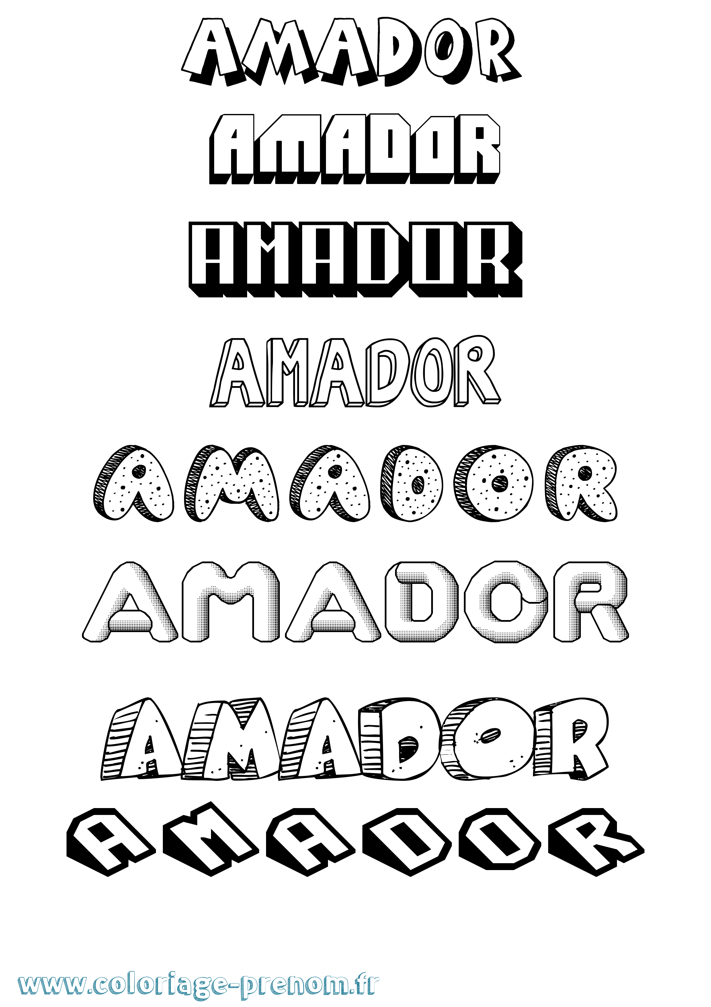 Coloriage Amador Effet 3D Coloriage prénom Amador Effet 3D