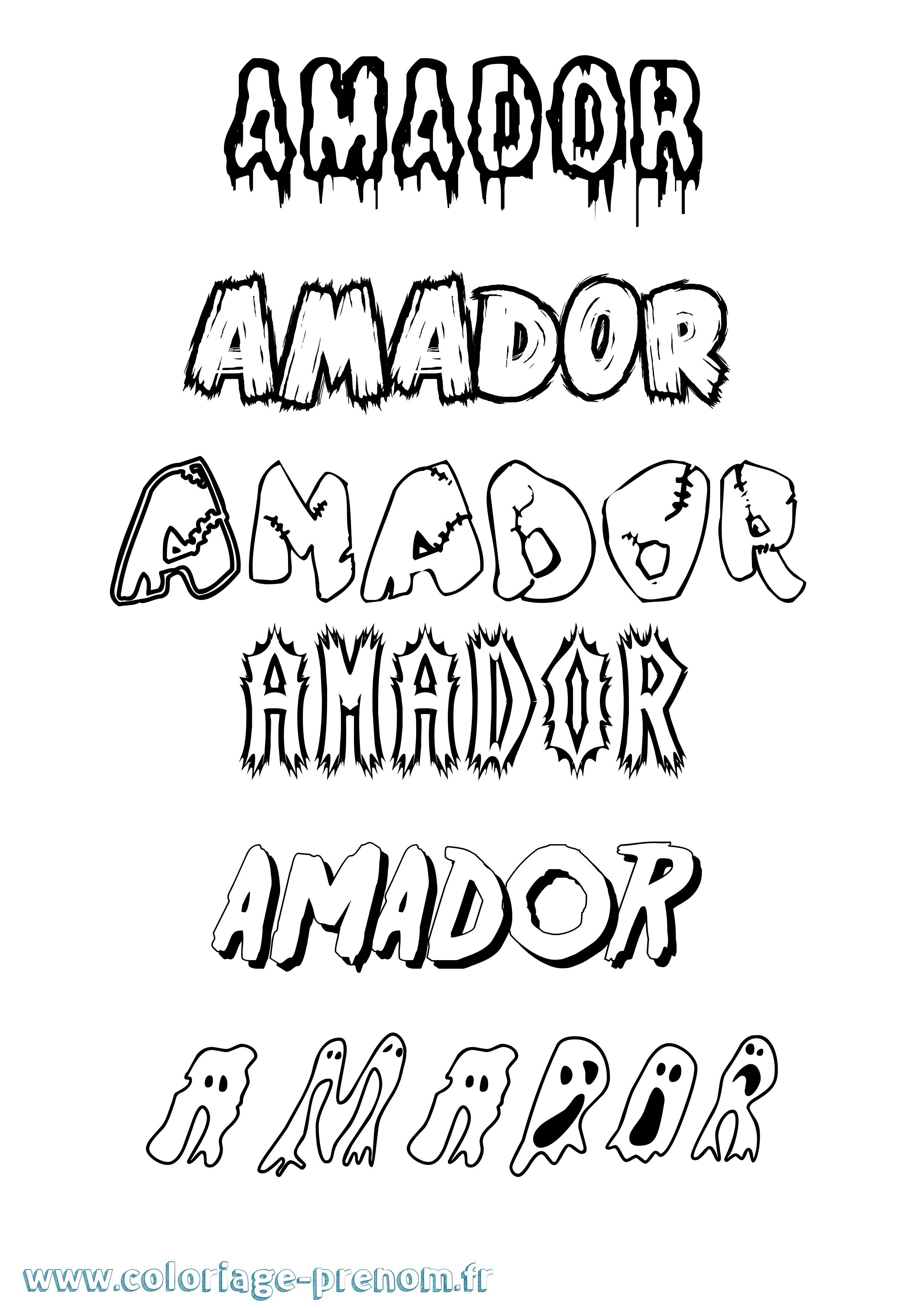 Coloriage Amador Frisson Coloriage prénom Amador Frisson