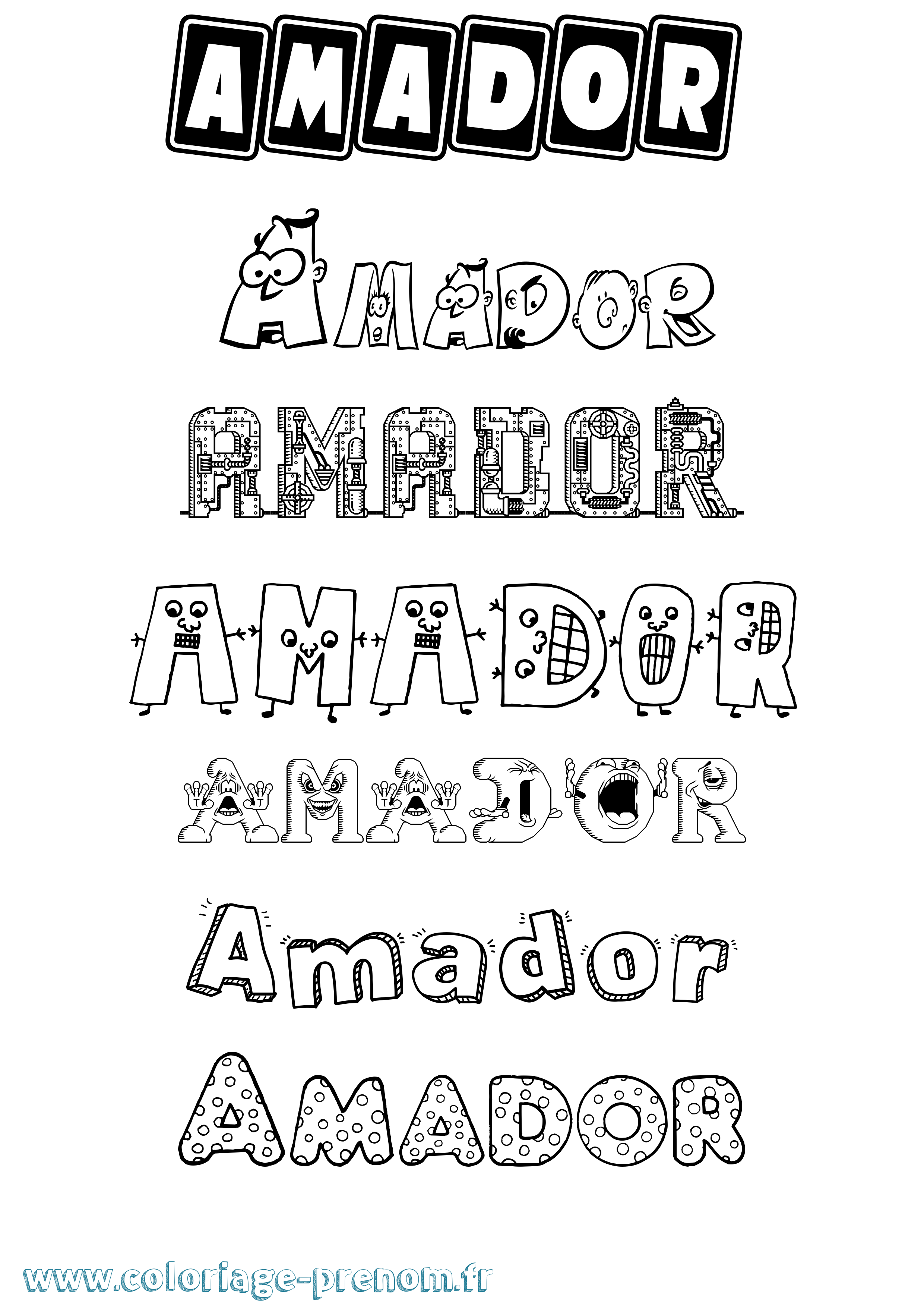 Coloriage Amador Fun Coloriage prénom Amador Fun
