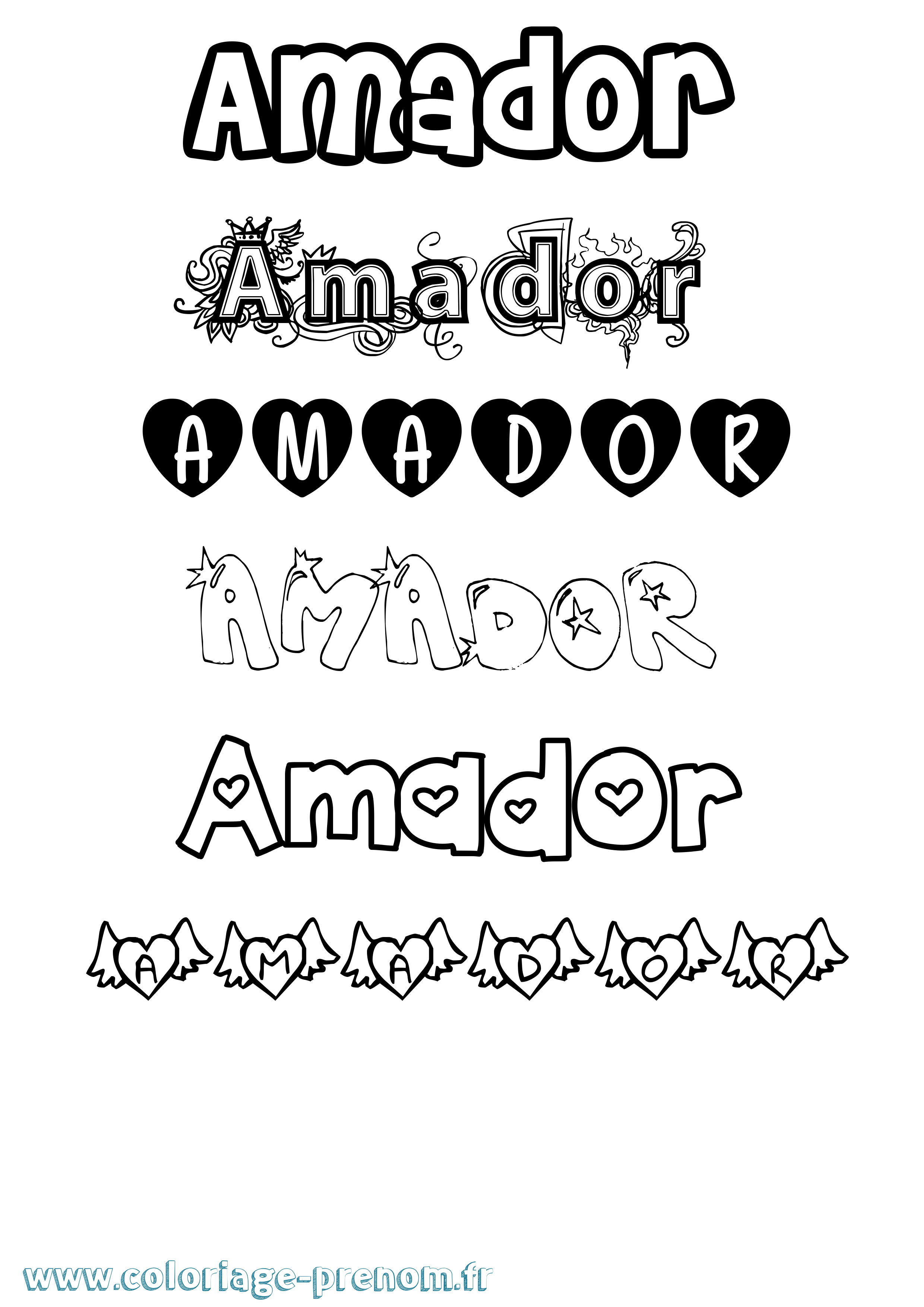Coloriage Amador Girly Coloriage prénom Amador Girly