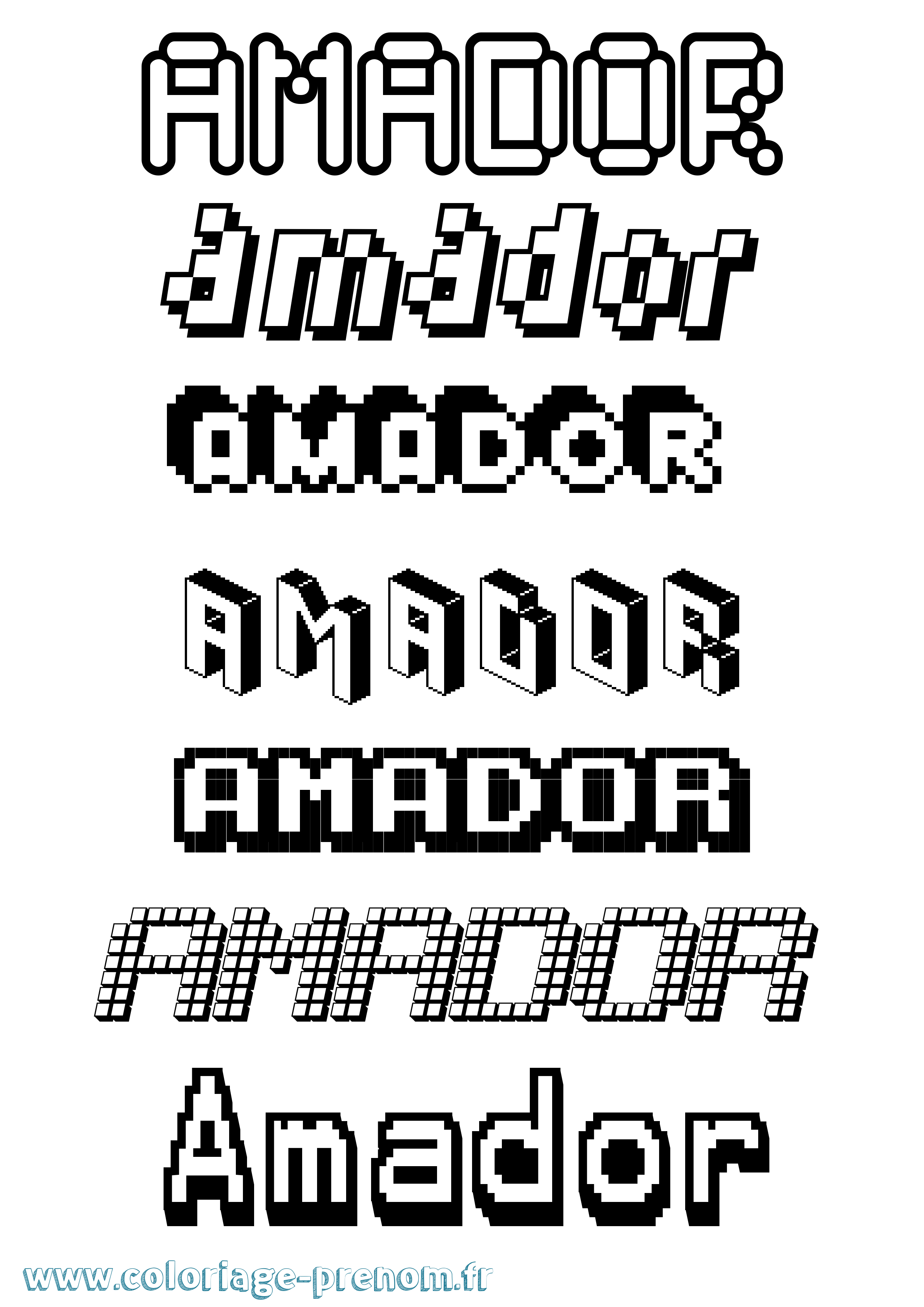 Coloriage Amador Pixel Coloriage prénom Amador Pixel