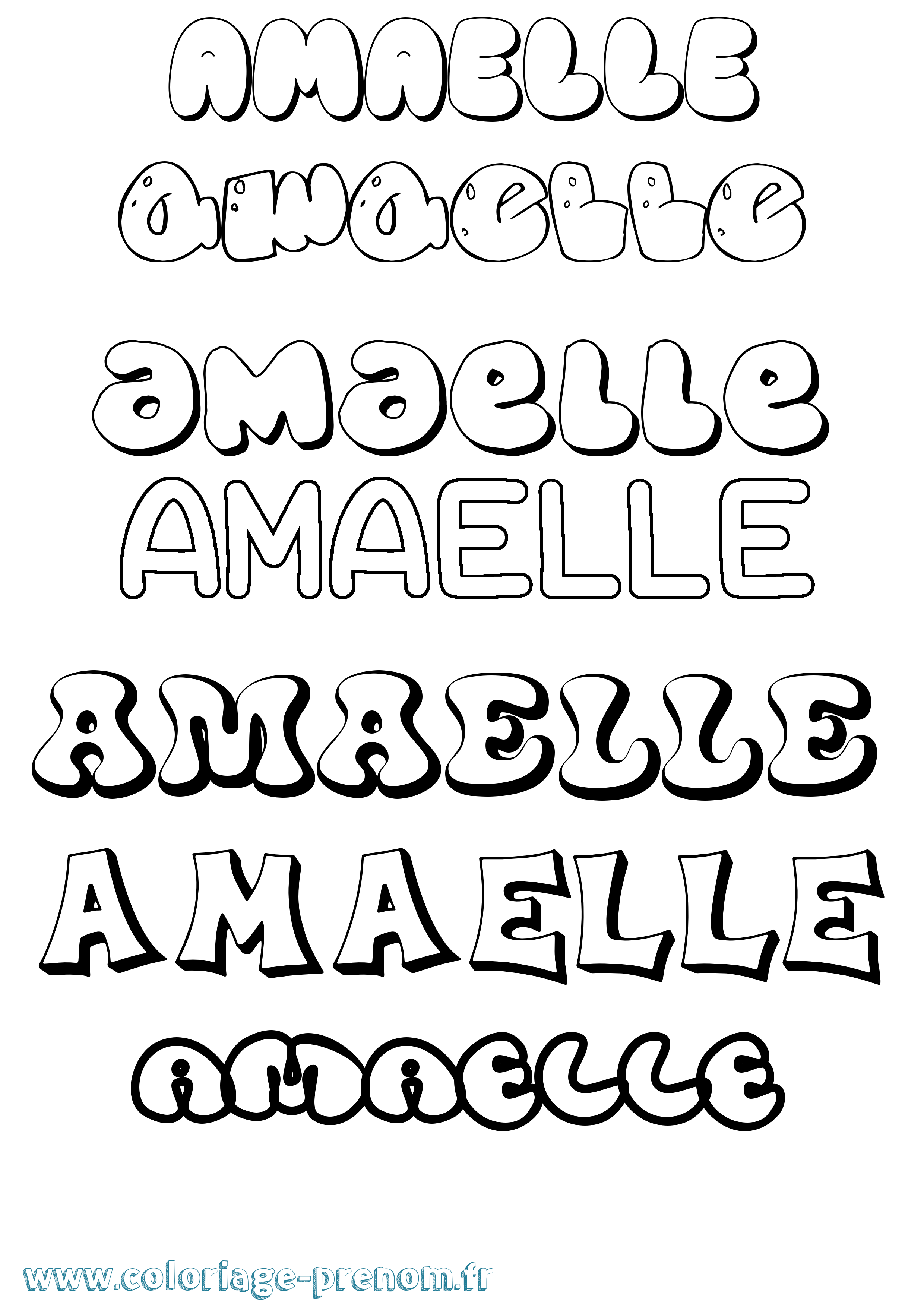 Coloriage Amaelle Bubble Coloriage prénom Amaelle Bubble