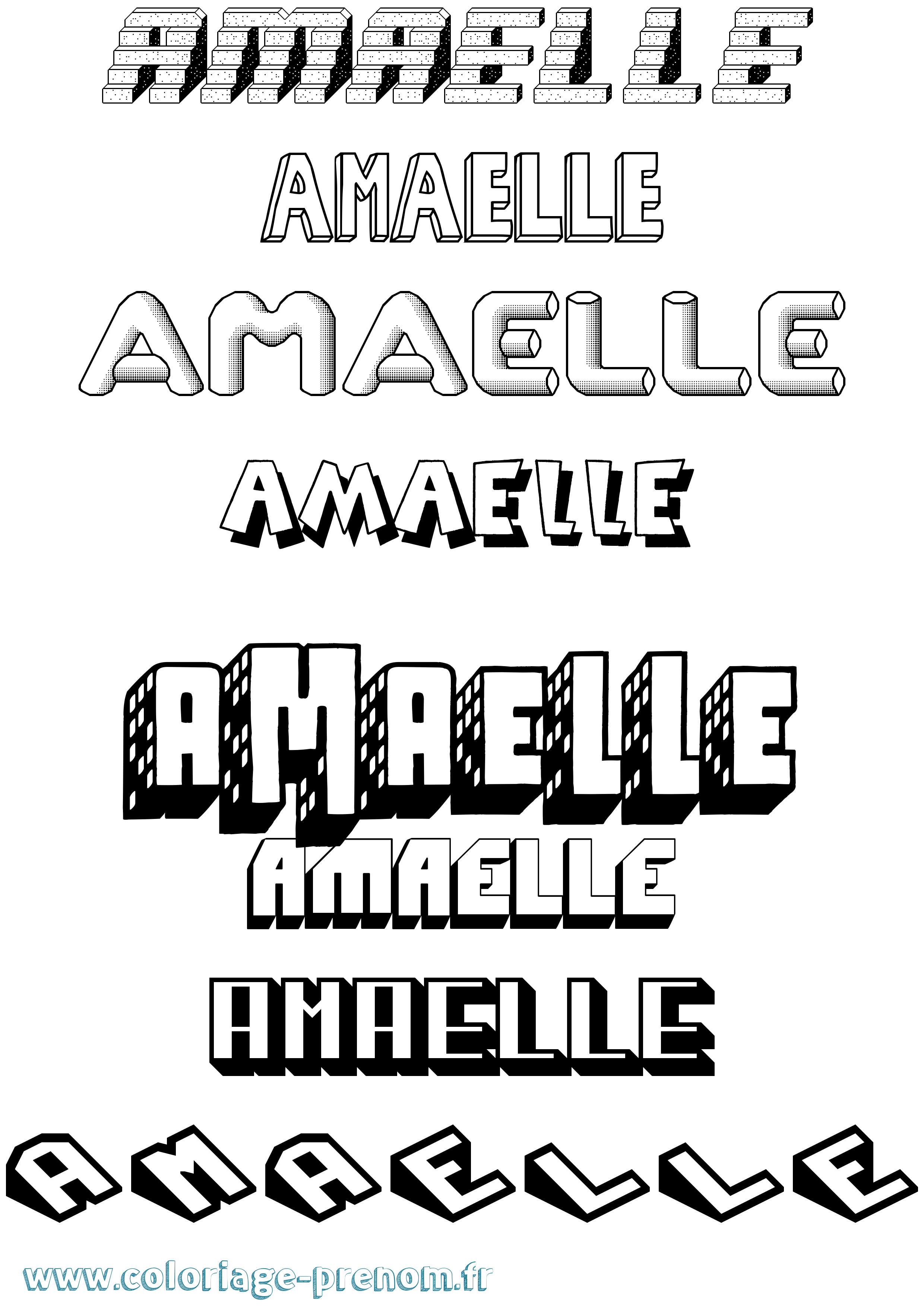 Coloriage Amaelle Effet 3D Coloriage prénom Amaelle Effet 3D