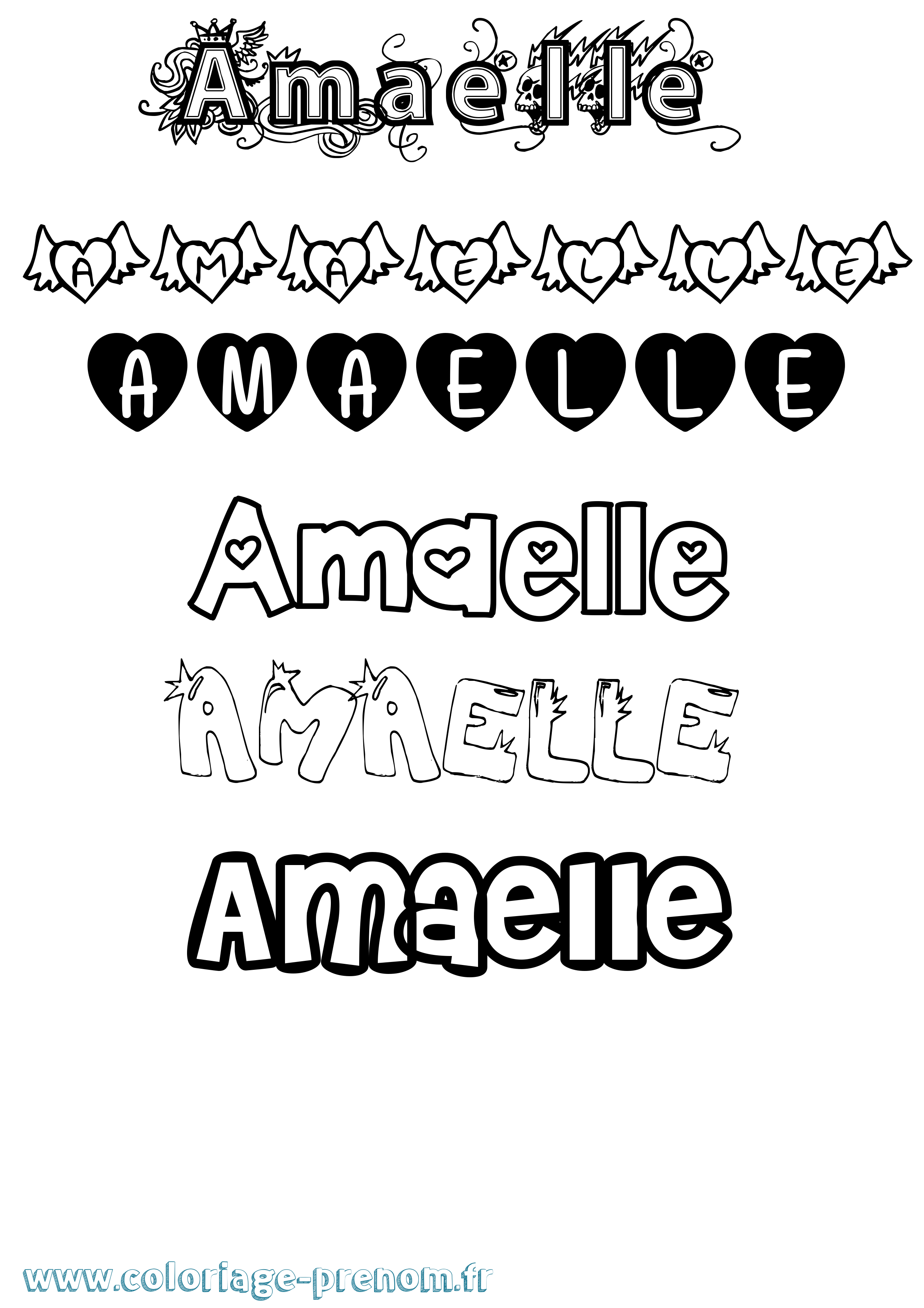 Coloriage Amaelle Girly Coloriage prénom Amaelle Girly