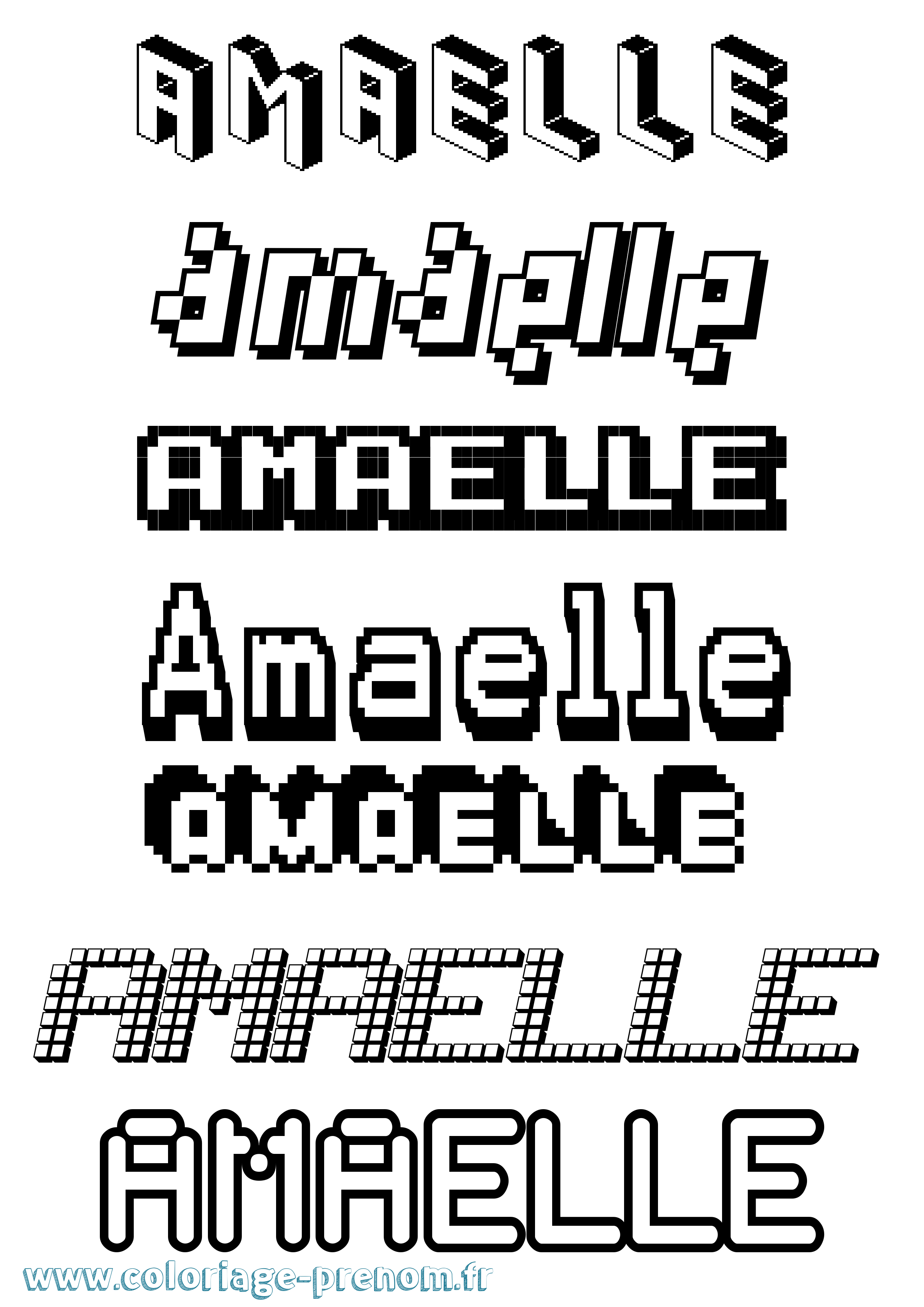 Coloriage Amaelle Pixel Coloriage prénom Amaelle Pixel