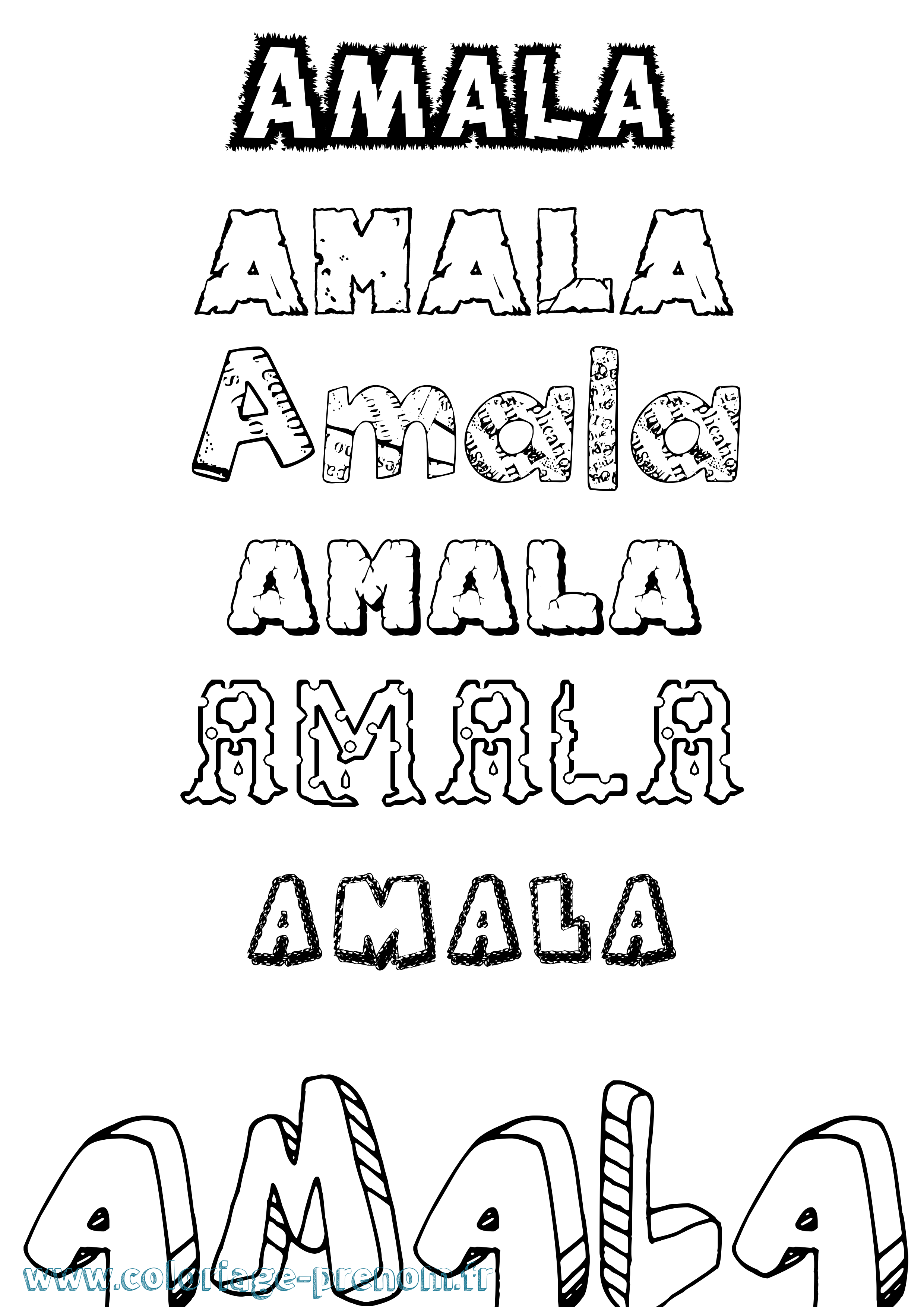 Coloriage Amala Destructuré Coloriage prénom Amala Destructuré
