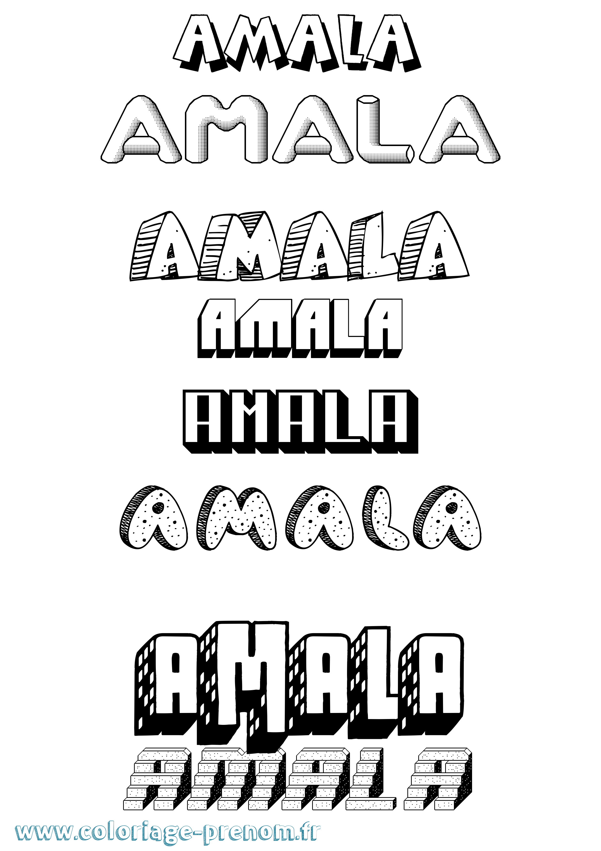 Coloriage Amala Effet 3D Coloriage prénom Amala Effet 3D