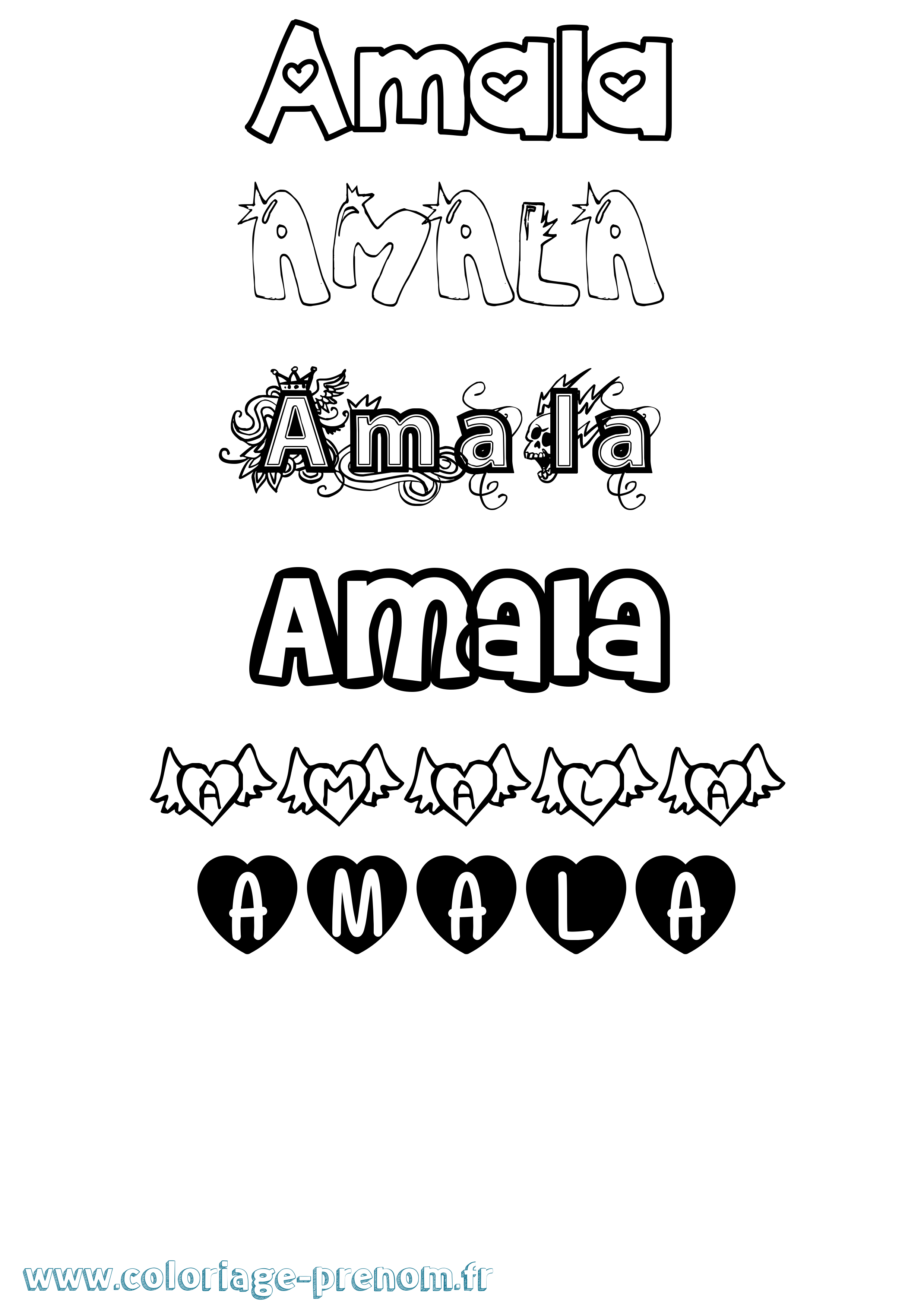 Coloriage Amala Girly Coloriage prénom Amala Girly
