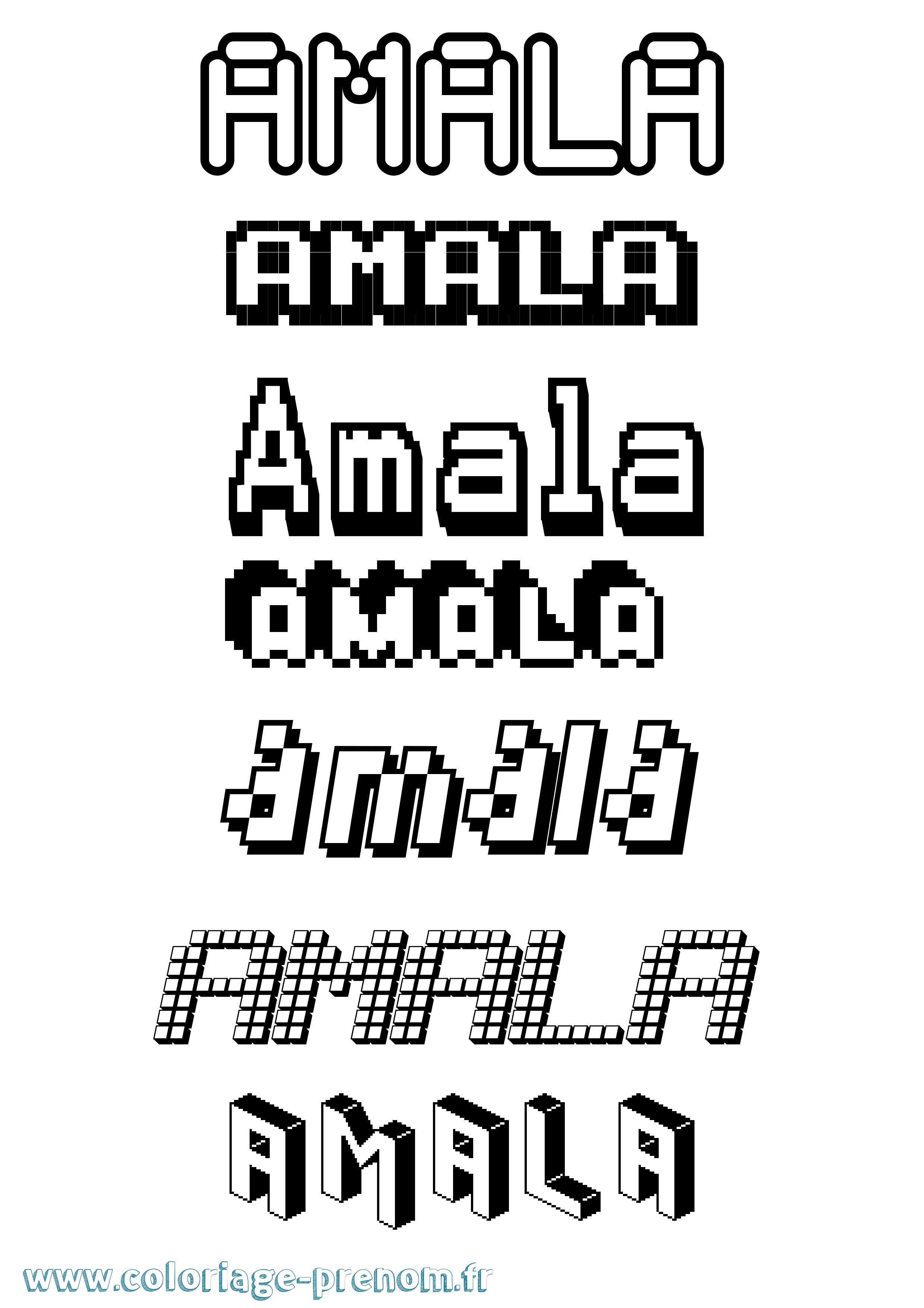 Coloriage Amala Pixel Coloriage prénom Amala Pixel