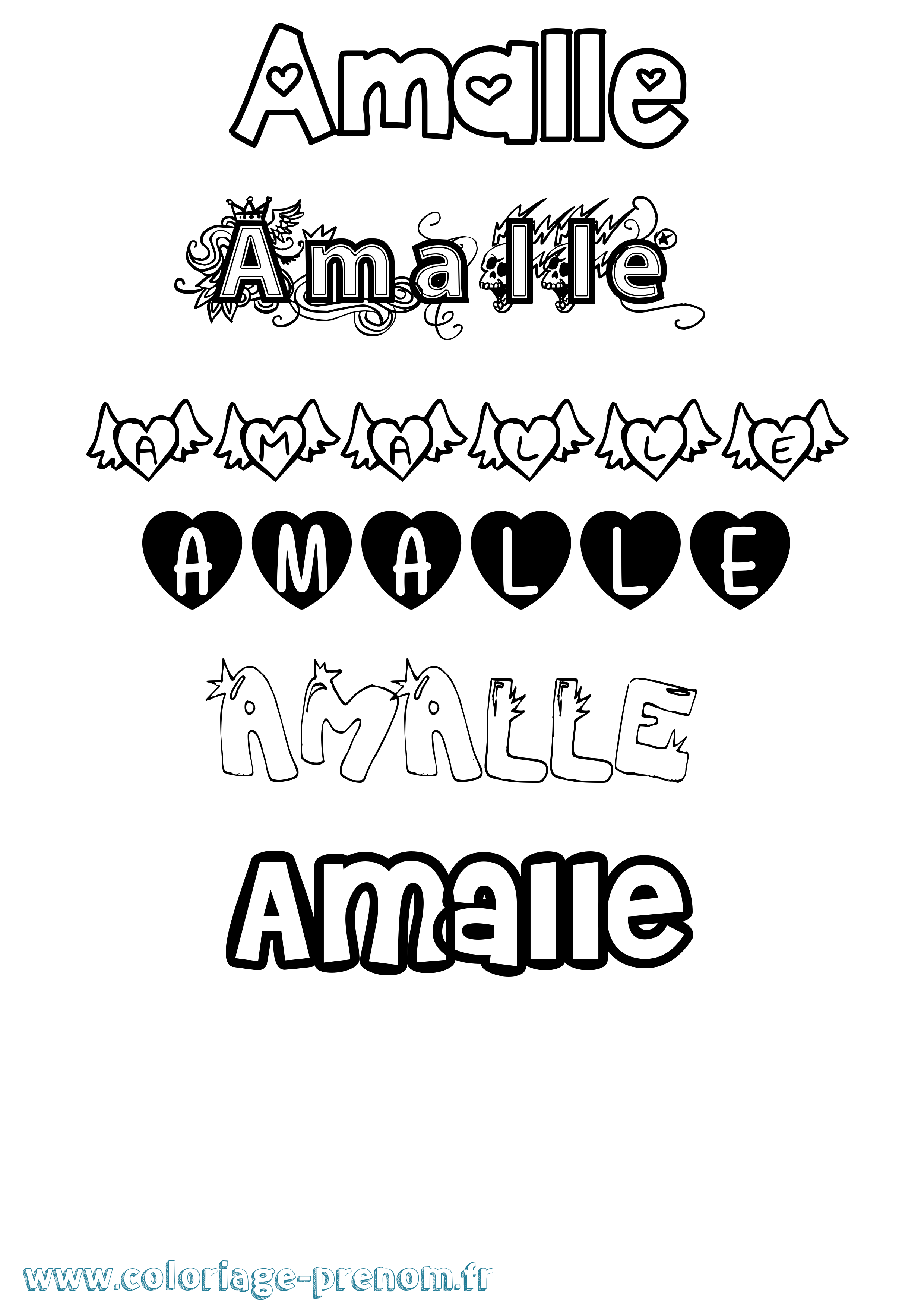 Coloriage Amalle Girly Coloriage prénom Amalle Girly