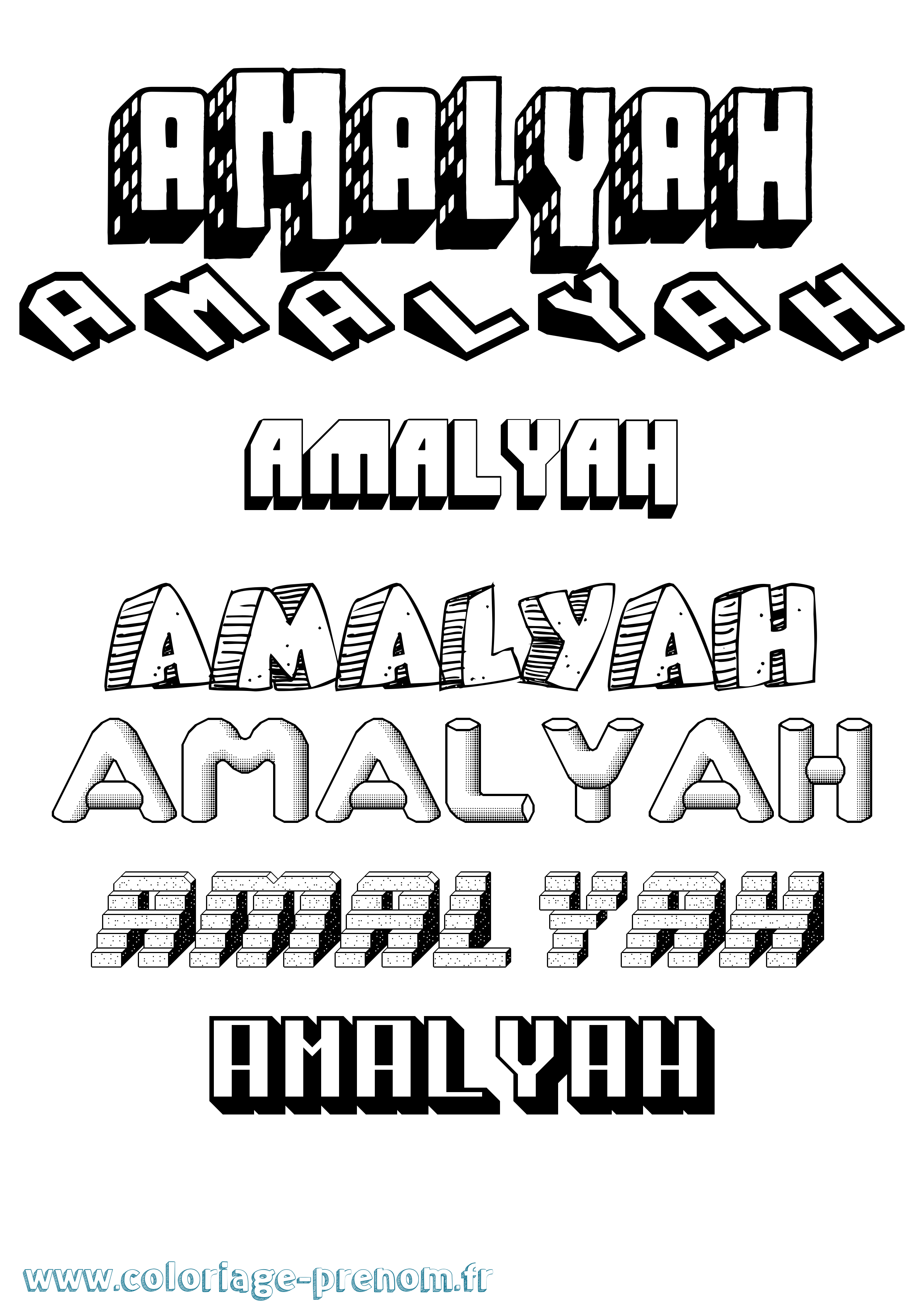 Coloriage Amalyah Effet 3D Coloriage prénom Amalyah Effet 3D