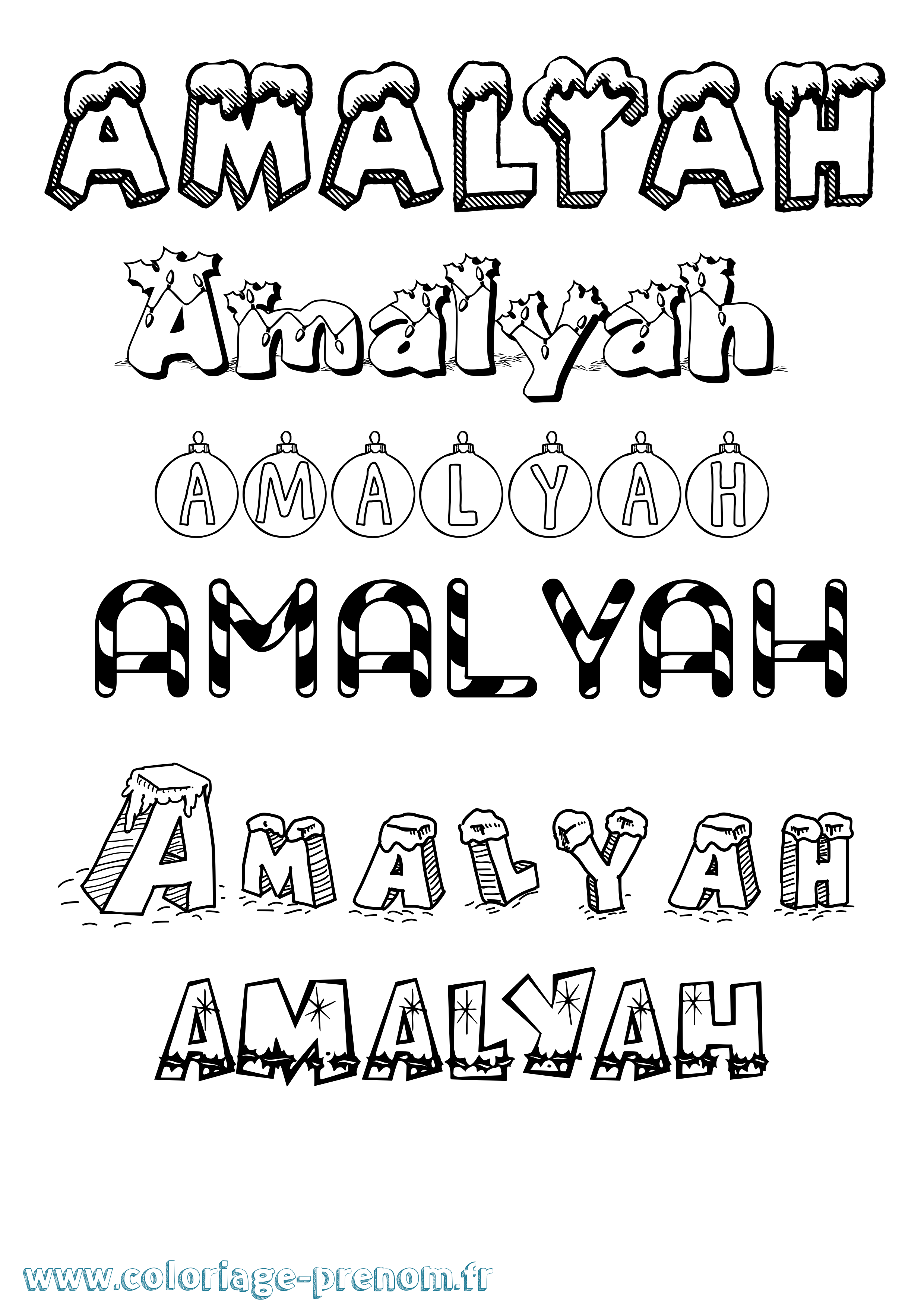 Coloriage Amalyah Noël Coloriage prénom Amalyah Noël
