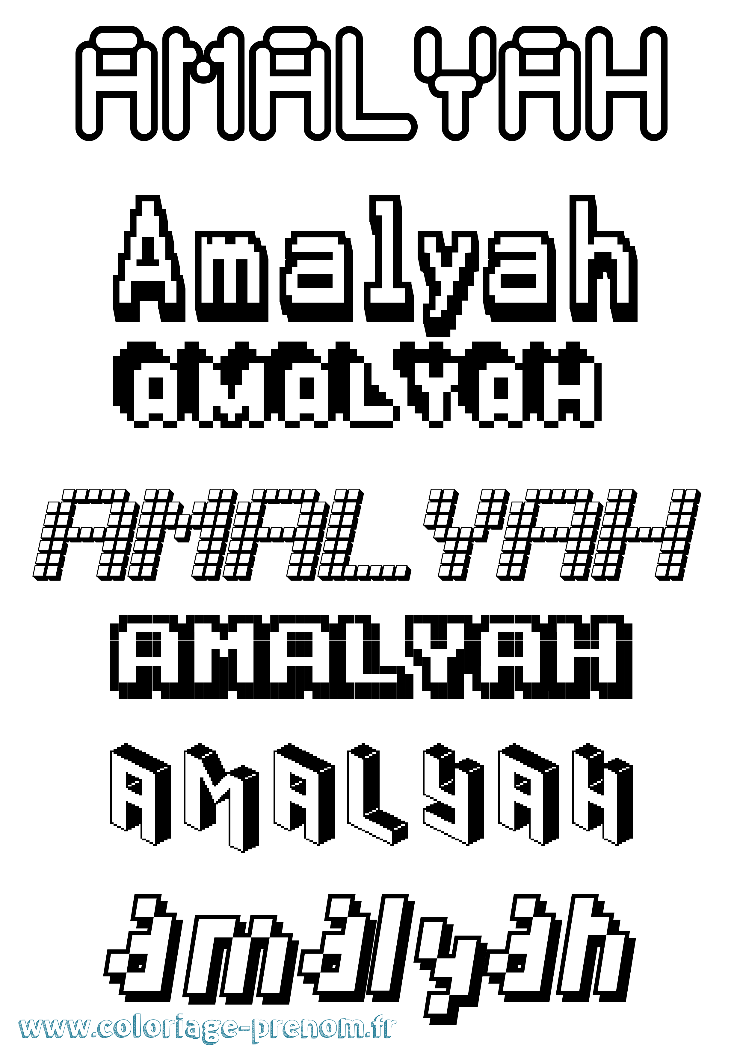 Coloriage Amalyah Pixel Coloriage prénom Amalyah Pixel