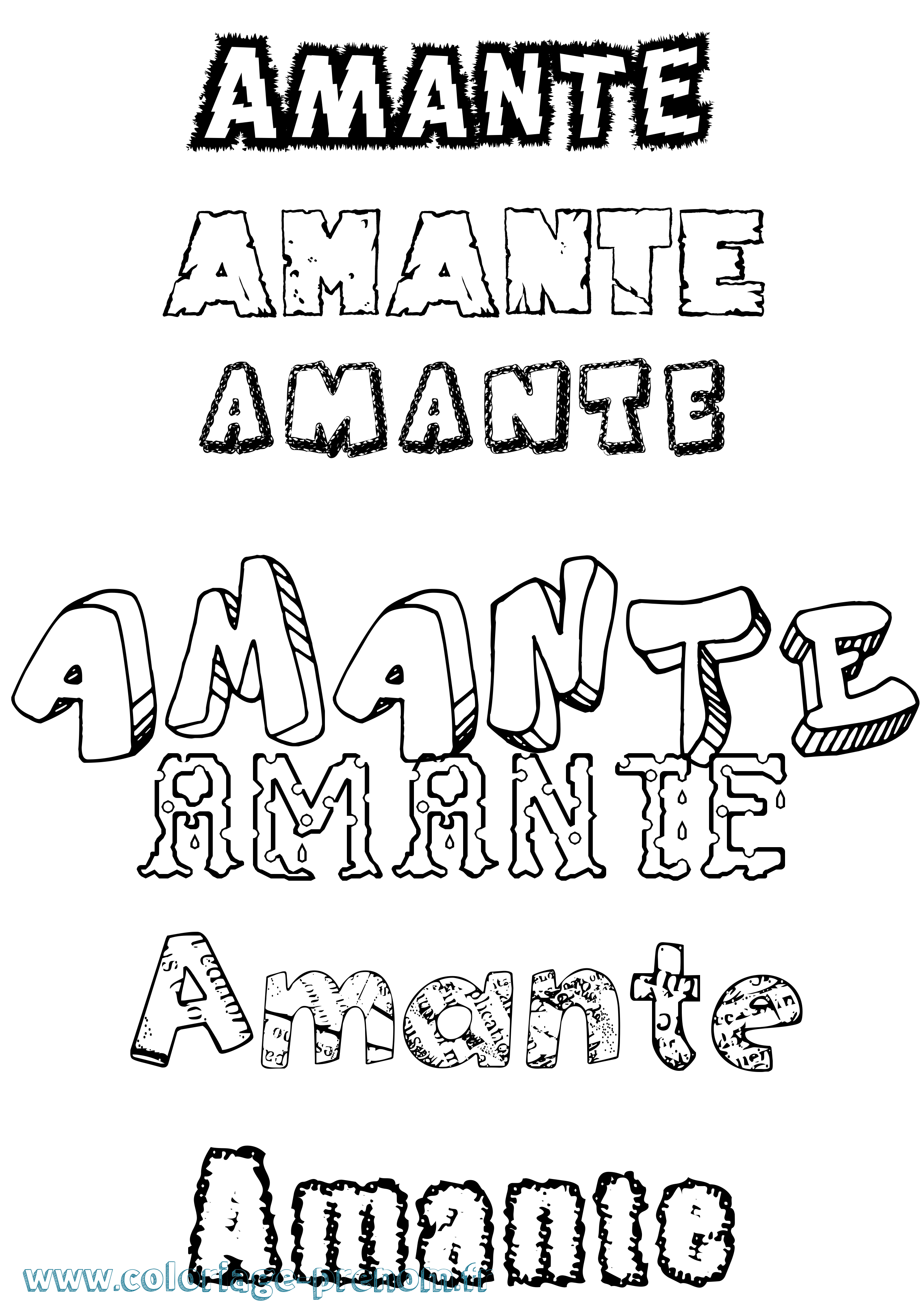Coloriage Amante Destructuré Coloriage prénom Amante Destructuré